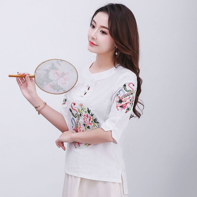 Elegant Chinese Cheongsam Tops for Women - Traditional Qipao Blouse with Floral Embroidery | Perfect for Parties, Weddings & Cultural Events