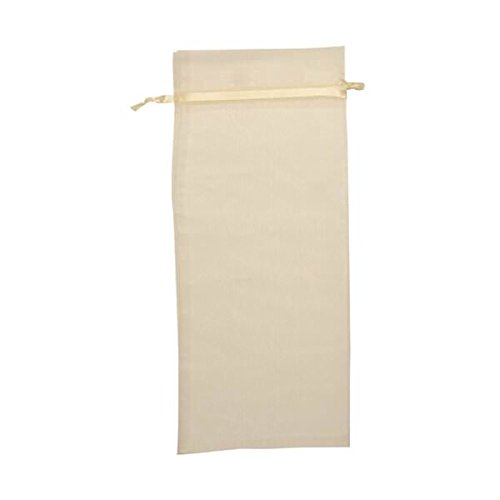 JAM Paper Sheer Organza Wine Bags - 6x14 Inches Ivory - Bulk 96 Bags per Box - Perfect for Weddings, Parties, and Gift Packaging