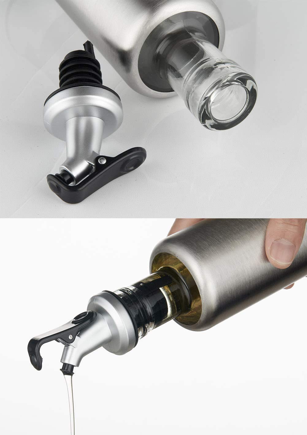Premium 300ml Glass Oil Dispenser Bottle with Steel Cover - Leak-Proof Kitchen Oil Bottle for Cooking, Salad Dressing & Baking - Pack of 1 | Perfect for Home Kitchen, Restaurant & Food Prep