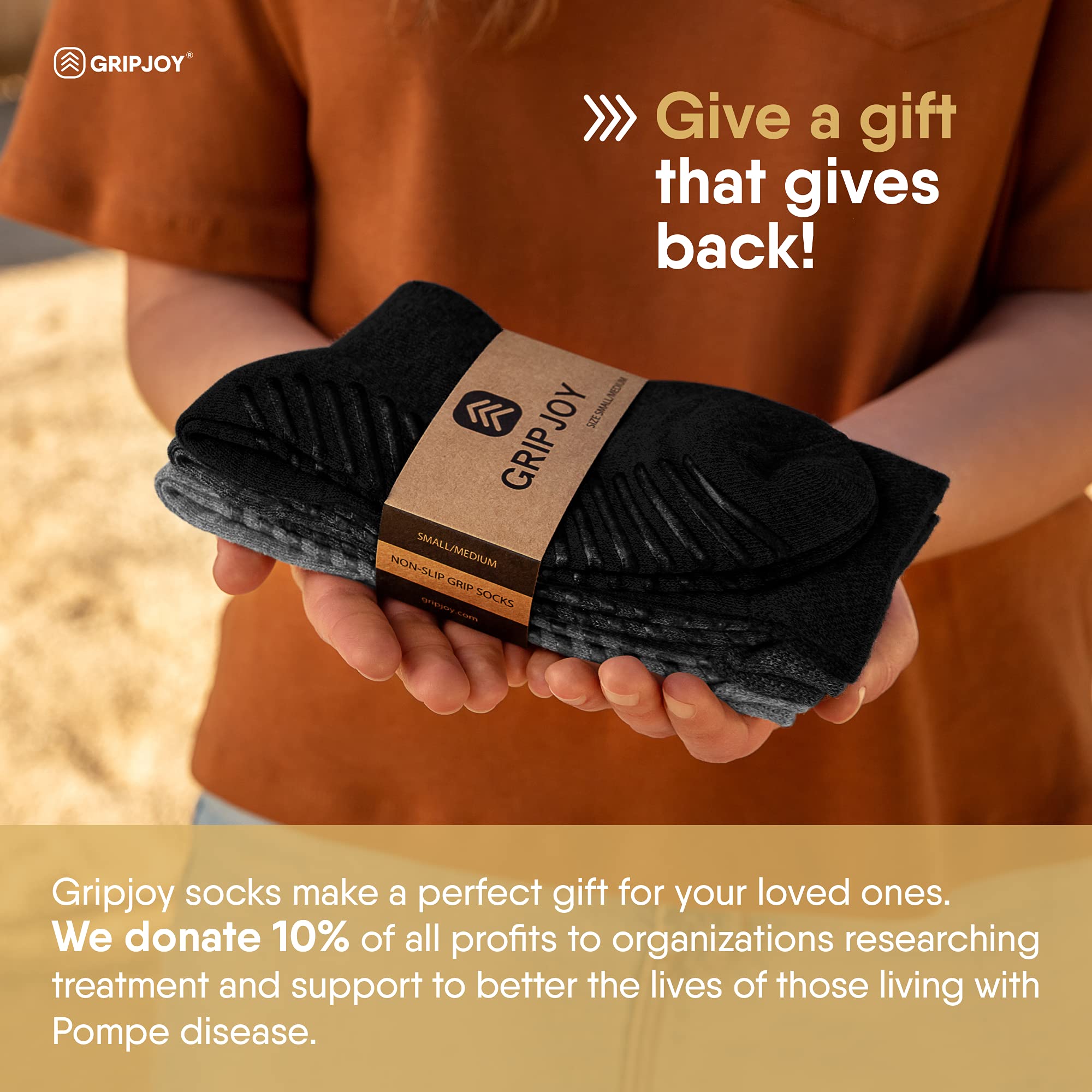Gripjoy Non-Slip Hospital Socks for Men - Anti-Skid Grip Socks with Traction - Comfortable & Breathable for Hospital, Yoga, and Home Use