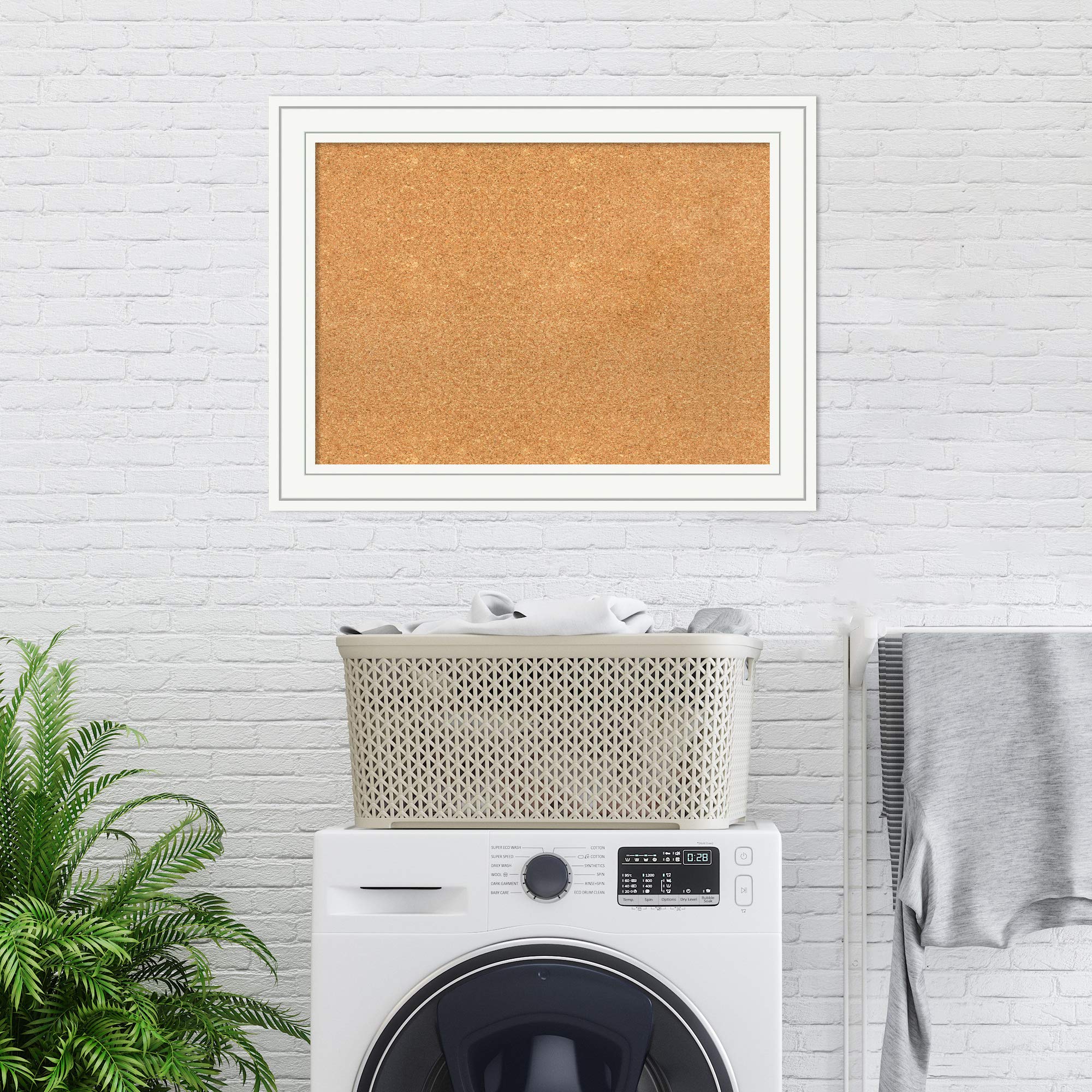 Amanti Art 25x33 Inch Natural Cork Board with White Wood Frame - Medium Vision Board for Office & Home Organization, Pinboard for Notes, Photos & Decor - Perfect for Wall Display in Home, Office & Dorm Rooms