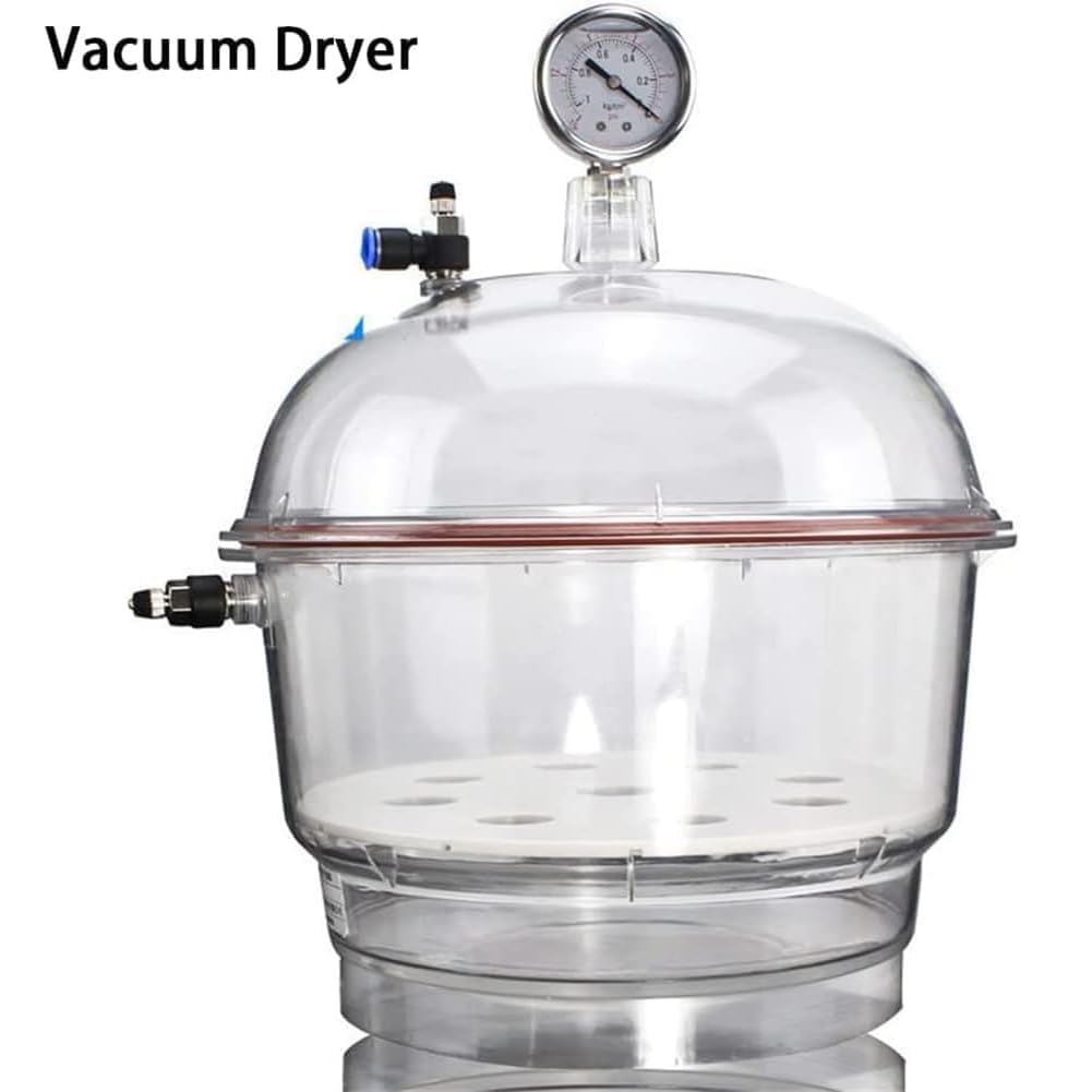 Lab Vacuum Desiccator - Polycarbonate Vacuum Dryer Jar with Pressure Gauge & 150mm Double Valve | Scientific Research Equipment for Vacuum Drying & Storage | Ideal for Laboratory Experiments, Chemical Sample Preservation & Moisture-Sensitive Material Handling