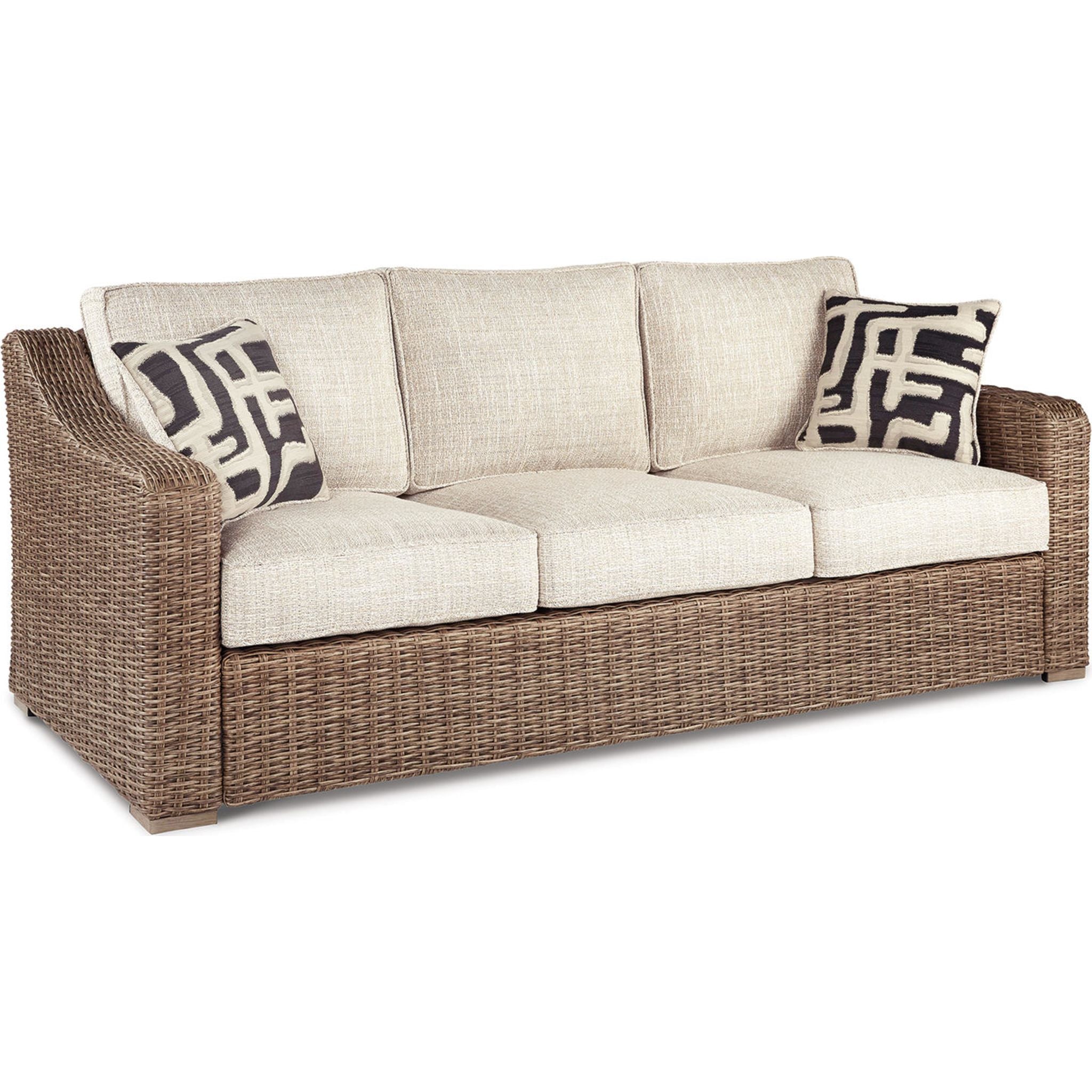 Beachcroft 4-Piece Outdoor Patio Furniture Set - Waterproof Wicker Rattan Sofa with Cushions, Beige - Perfect for Backyard, Garden, Poolside & Terrace Relaxation