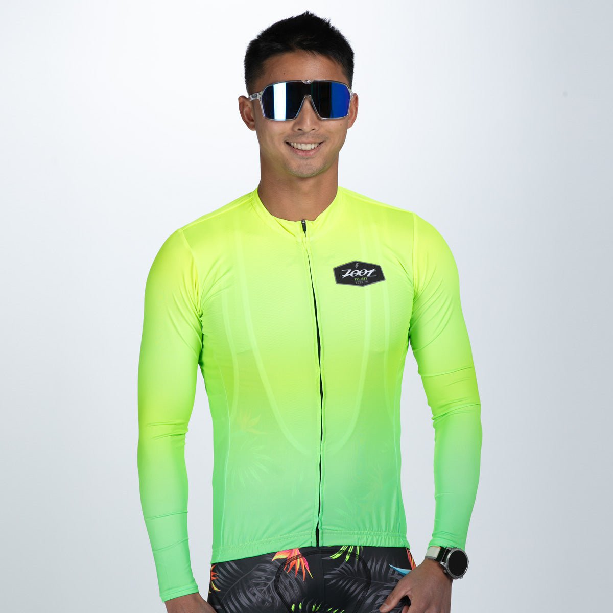 Men's Limited Edition Cycling Sun Protection Long Sleeve Jersey - Tropical Magic Print for Outdoor Biking & Summer Sports
