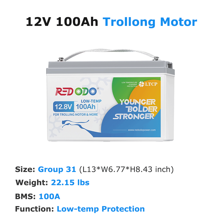 Redodo 12V 100Ah LiFePO4 Deep Cycle Battery - Solar Power, RV, Marine & Off-Grid Energy Storage Solution | Perfect for Camping, Boating & Emergency Backup Power
