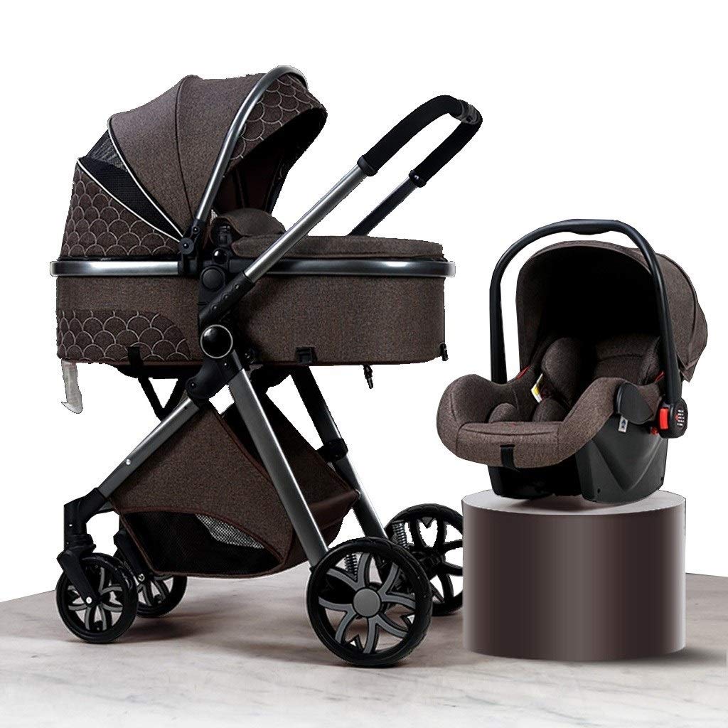 HEAYU 3-in-1 Convertible Baby Stroller with Bassinet | Foldable Lightweight Travel System for Newborns & Toddlers | Anti-Shock Wheels, Large Storage Basket | Perfect for Park Walks, Shopping & Travel (Coffee)