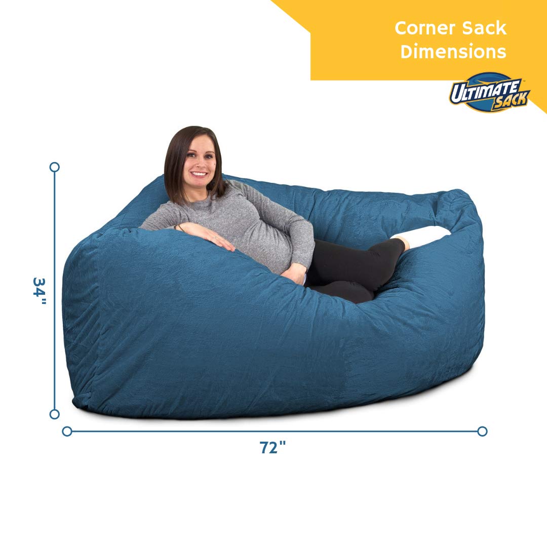 ULTIMATE SACK Oversized Corner Bean Bag Chair for Adults - Burgundy Suede Lounge Furniture | Perfect for Living Rooms, Game Rooms & Dorm Relaxation