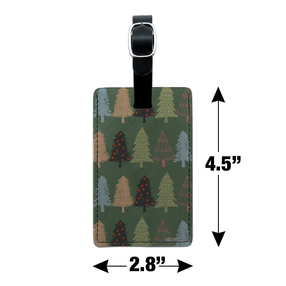 Spunky Christmas Trees Rectangle Leather Luggage Tag - Durable Carry-On ID Tag for Suitcases & Travel Bags | Perfect for Holiday Travel & Gift Giving