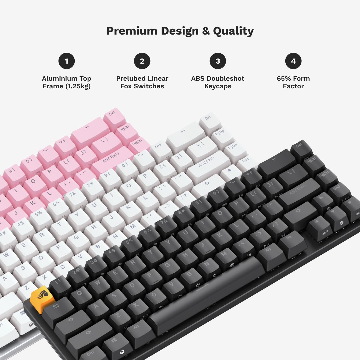 Glorious GMMK 2 65% Compact TKL Mechanical Gaming Keyboard - Pink Low-Profile Design with Hot-Swappable Cherry MX Style Switches & Double Shot PBT Keycaps - Perfect for PC Gaming, Esports & Streamer Setups