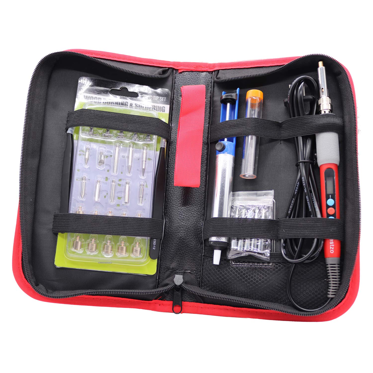 BESTZO Professional Wood Burning Kit with LCD Display - Pyrography & Soldering Iron Tool Set for Wood Carving, Embossing, DIY Crafts - Includes Multiple Tips, Upgraded Model, Manual & Carrying Case (Black) - Perfect for Woodworking, Leather Crafting, and Home DIY Projects