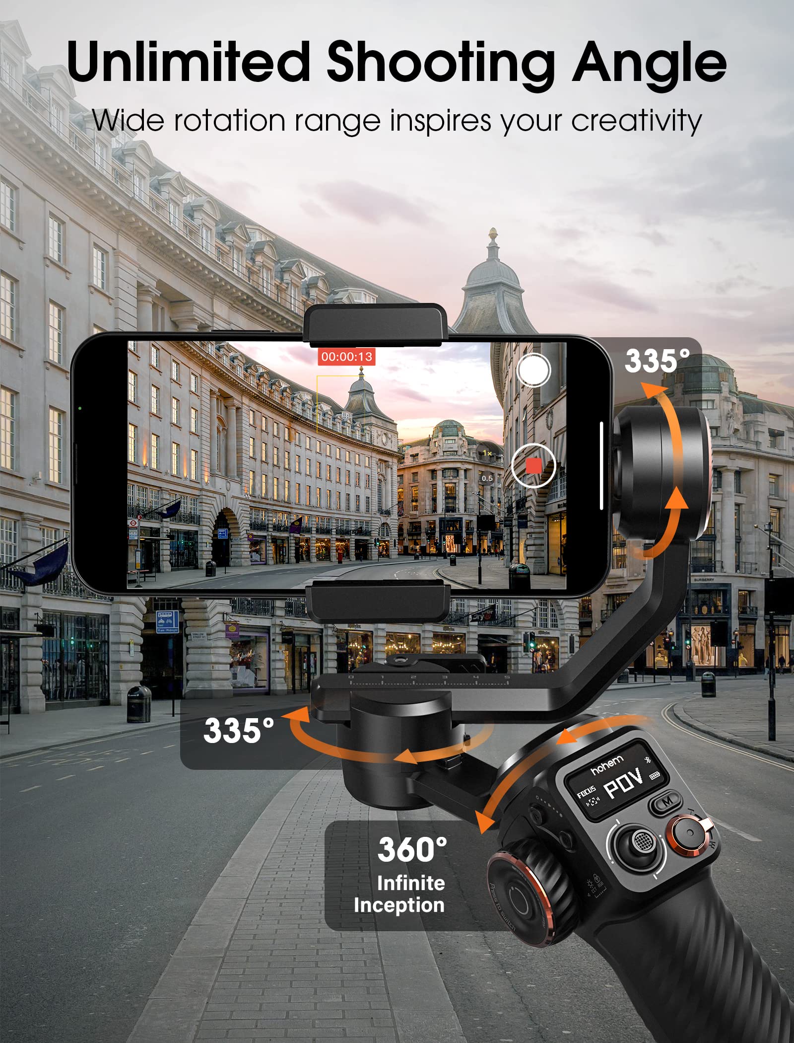 Hohem iSteady M6 3-Axis Smartphone Gimbal Stabilizer for iPhone 14 Pro Max & Android - 2023 Upgrade with OLED Display, 360° Infinite Rotation - Perfect for Vlogging, Travel Videos & Social Media Content Creation