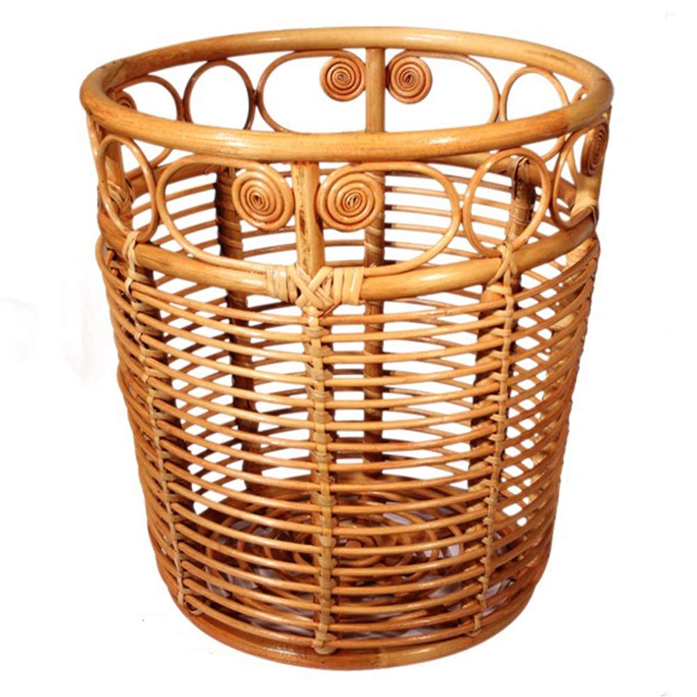 Natural Rattan Laundry Hamper Basket - 35x38cm Dirty Clothes Organizer with Lid, Wicker Storage Bin for Towels & Linens - Perfect for Bedroom, Bathroom, Hotel & Rural Home Decor