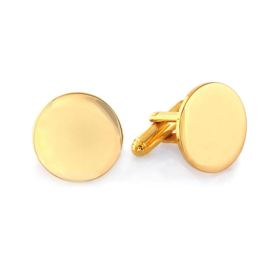 Elegant Gold Plated Polished Round Cufflinks for Men - Perfect for Weddings, Business Attire & Formal Events