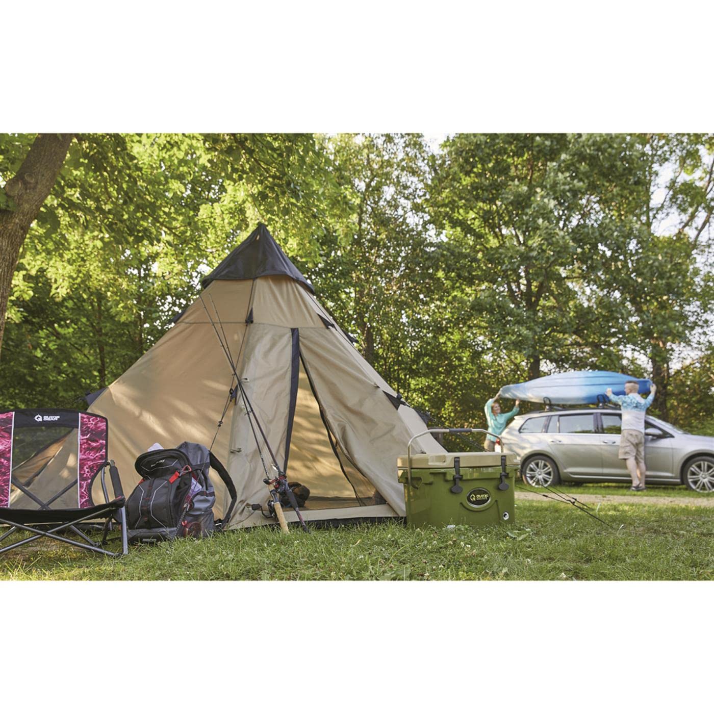 Guide Gear 10' x 10' Instant Set-Up Teepee Tent for Adults - Waterproof 4-Season Camping Tent for 2-Person Backpacking, Hiking & Outdoor Adventures - Perfect for Campgrounds, Festivals & Wilderness Exploration