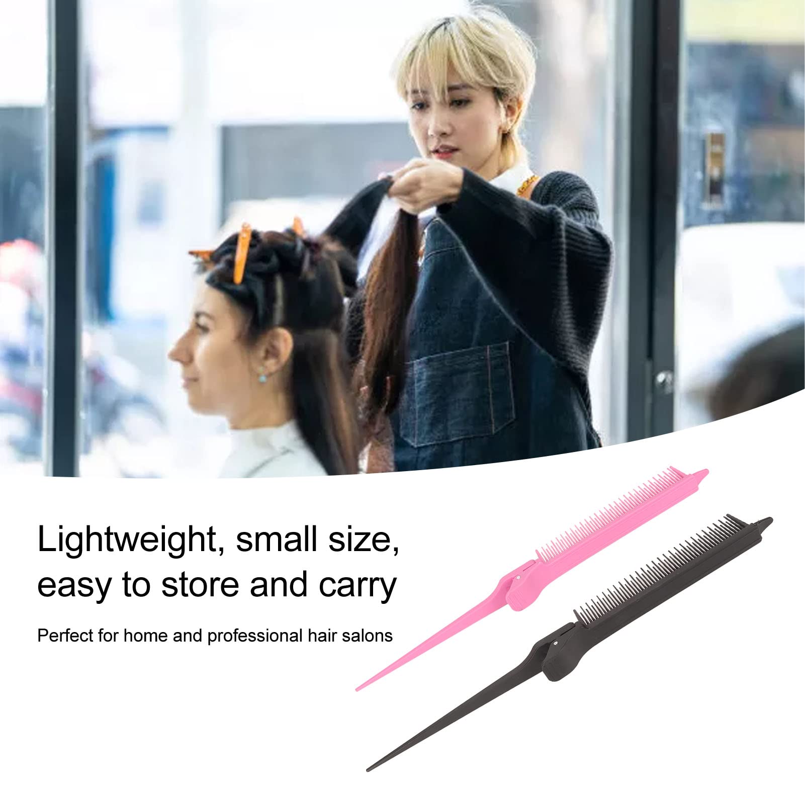 Portable Tail Clip Comb - Rounded Teeth, Ergonomic & Slip-Resistant Design - Lightweight & Comfortable Grip for Home & Salon Hair Styling - Perfect for DIY Haircuts, Styling, and Professional Salon Use