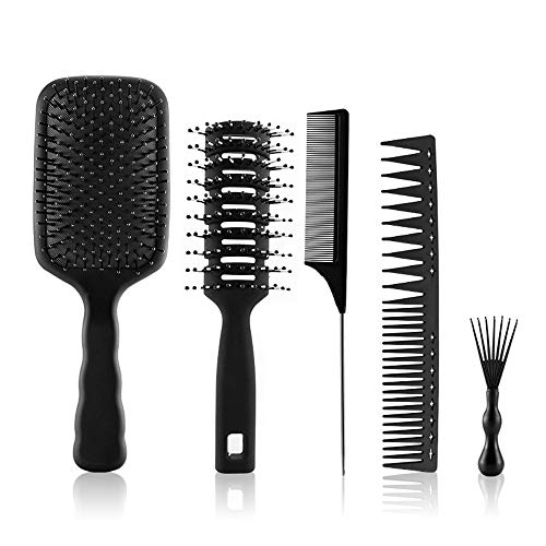 Detangling Hair Brush & Comb Set for Long, Thick, Thin, Curly & Natural Hair - Scalp Massage Brush for Smooth Styling at Home or Salon