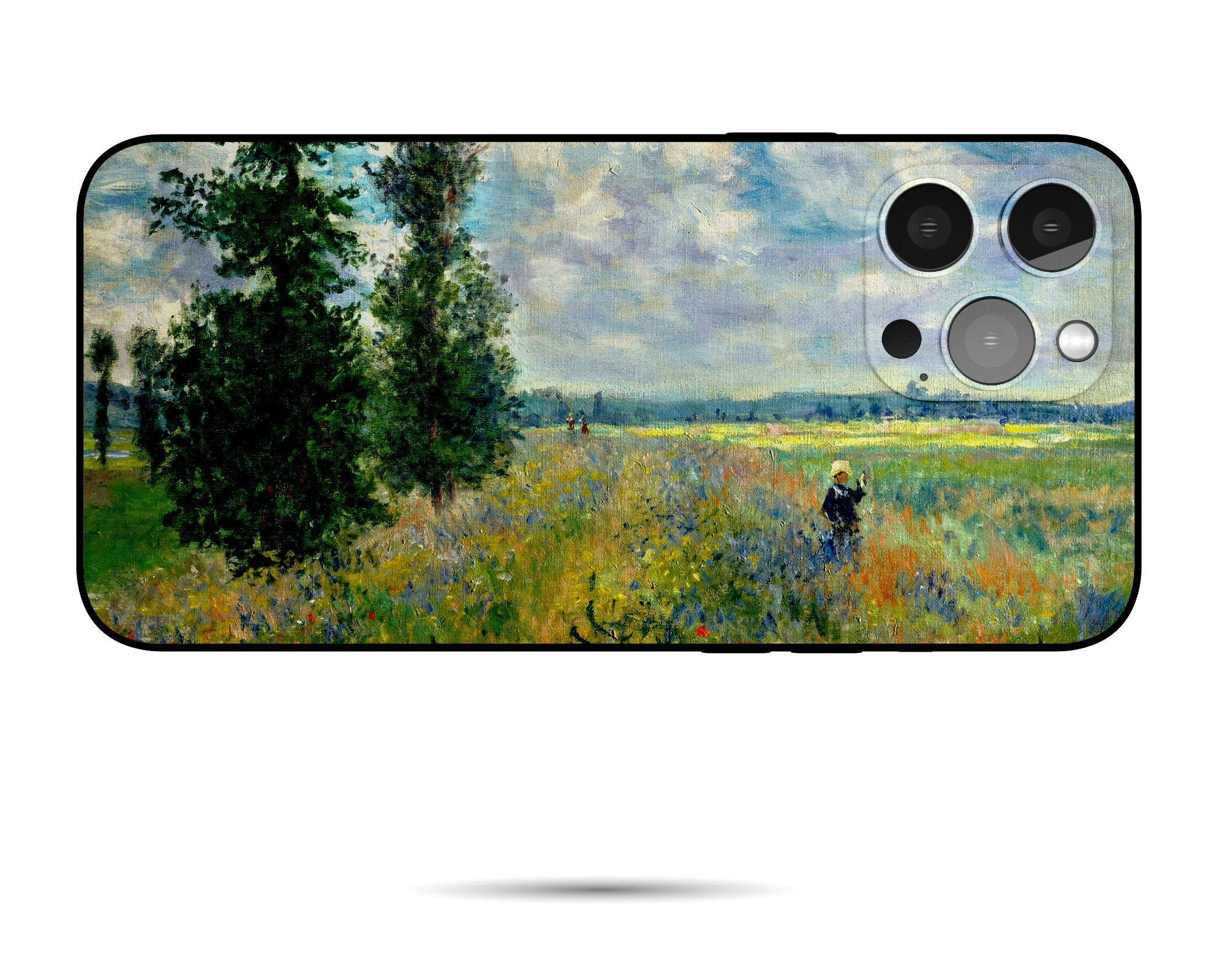 Claude Monet Poppy Field at Argenteuil Art Print iPhone Case - Compatible with iPhone 13 Pro Max/XS/8 Plus - Protective Shockproof Cover - Perfect for Art Lovers & Impressionism Fans (Home Decor, Office, Gift)