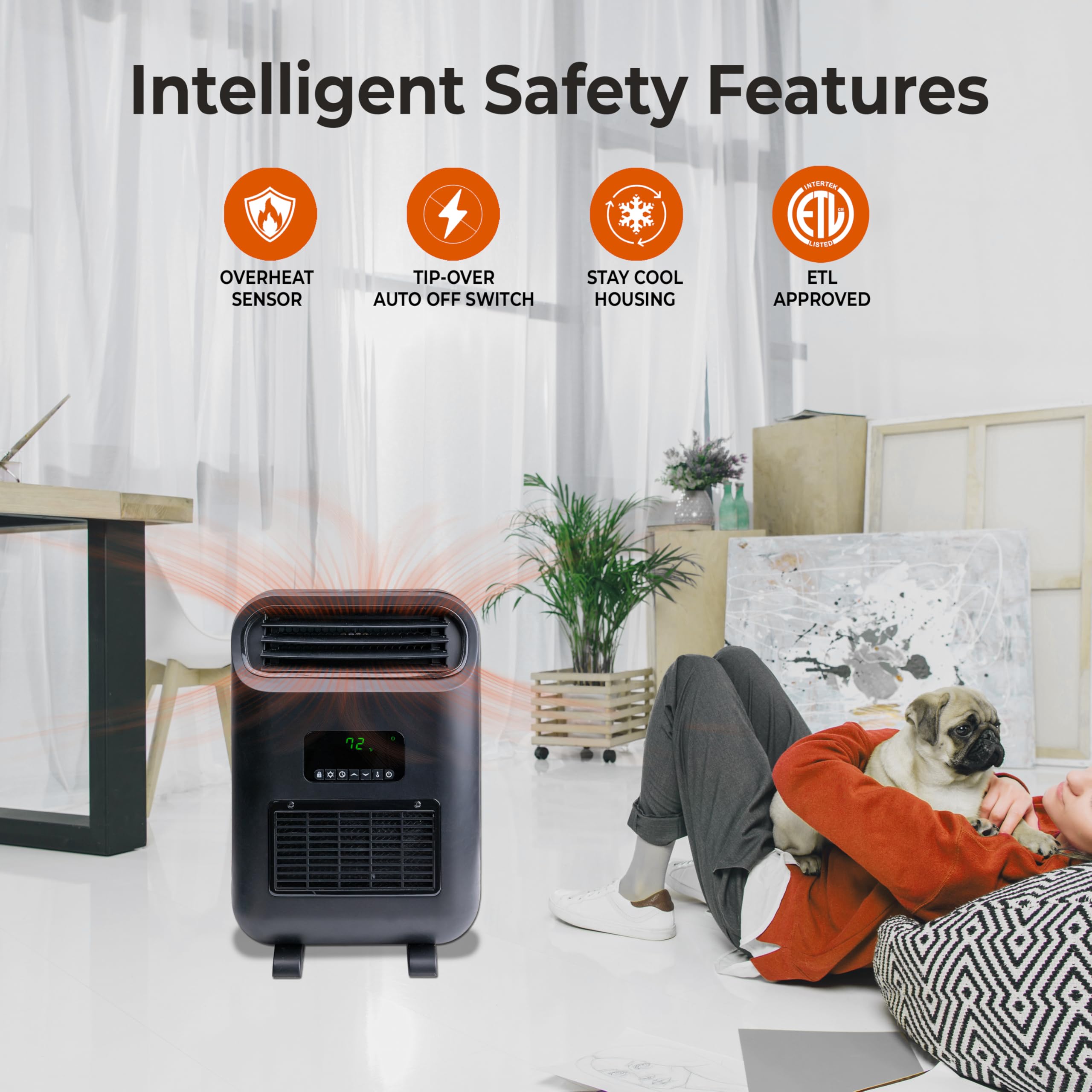 Comfort Zone Wall Mountable Space Heater for Indoor & Garage Use - 18 Inch Black Electric Heater with Remote Control, 12H Timer, Adjustable Thermostat & 4 Heating Modes | Overheat Protection | Perfect for Bedrooms, Offices & Workshops
