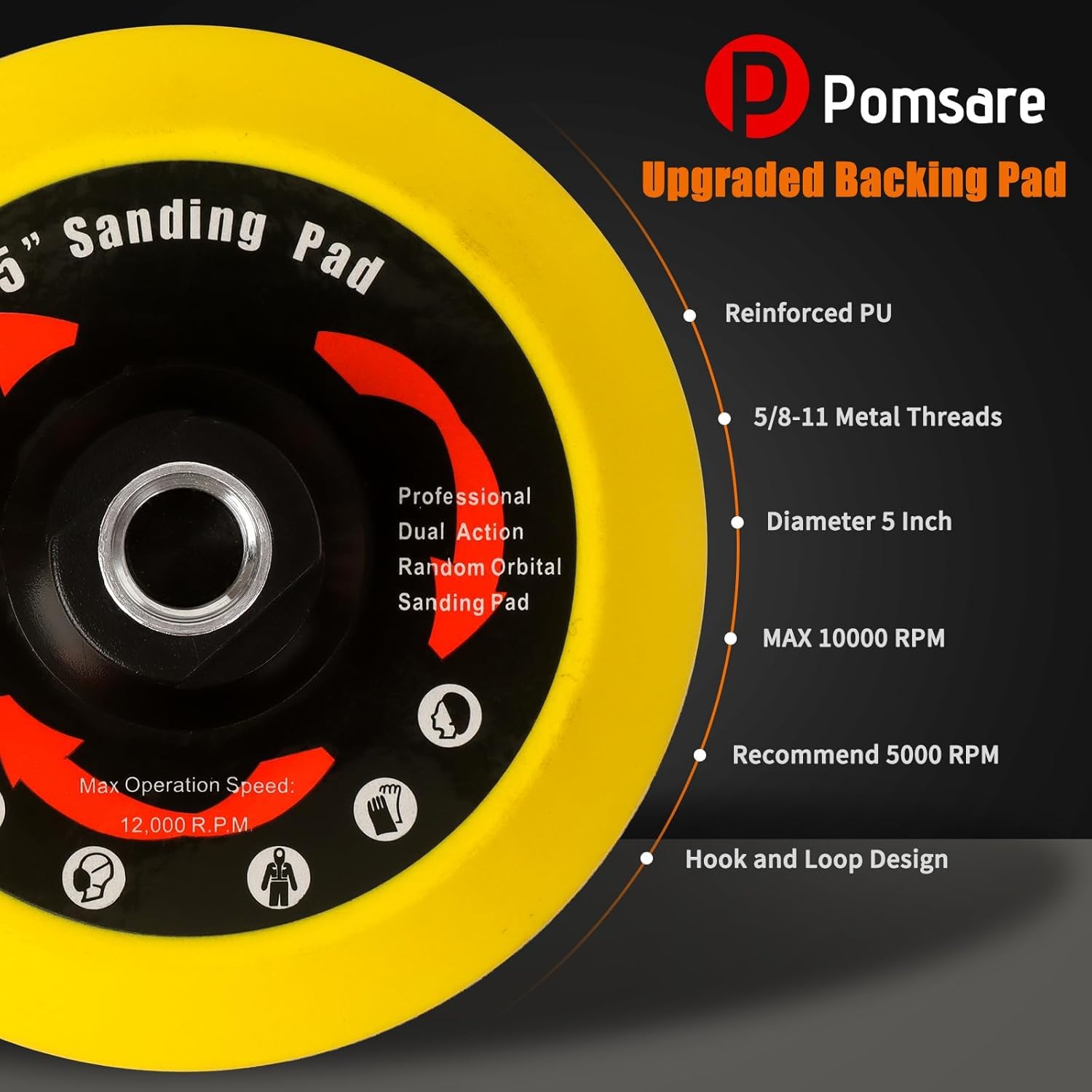 4 PCS 5 Inch Hook and Loop Backing Pad for Angle Grinder - 5/8-11 Thread Sanding Disc Backing Plate with Foam Interface - Perfect for Woodworking, Metal Polishing & DIY Projects