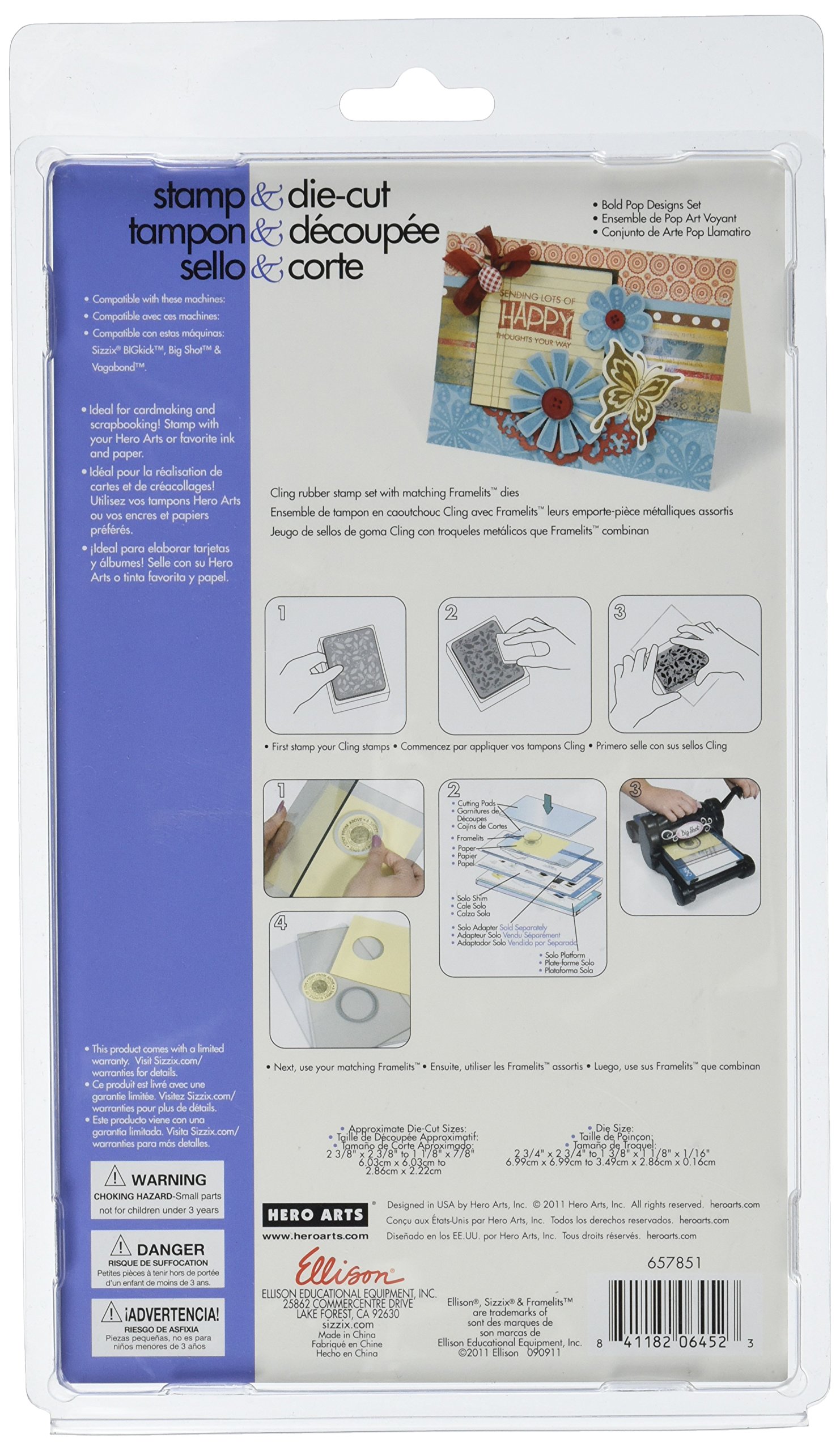 Hero Arts Sizzix Framelits Die Set 5PK with Stamps - Bold Pop Designs for Card Making, Scrapbooking & DIY Paper Crafts