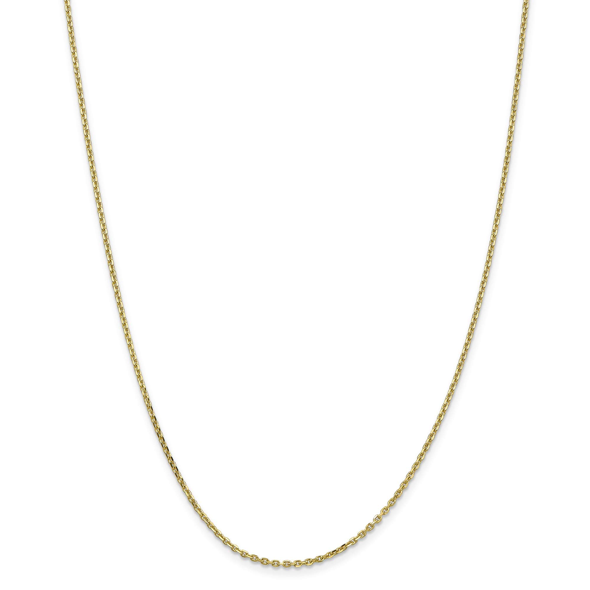10k 1.65mm Solid D/C Cable Chain Necklace - 16 Inch Yellow Gold Jewelry for Women & Men - Perfect for Layering, Gifts & Everyday Wear