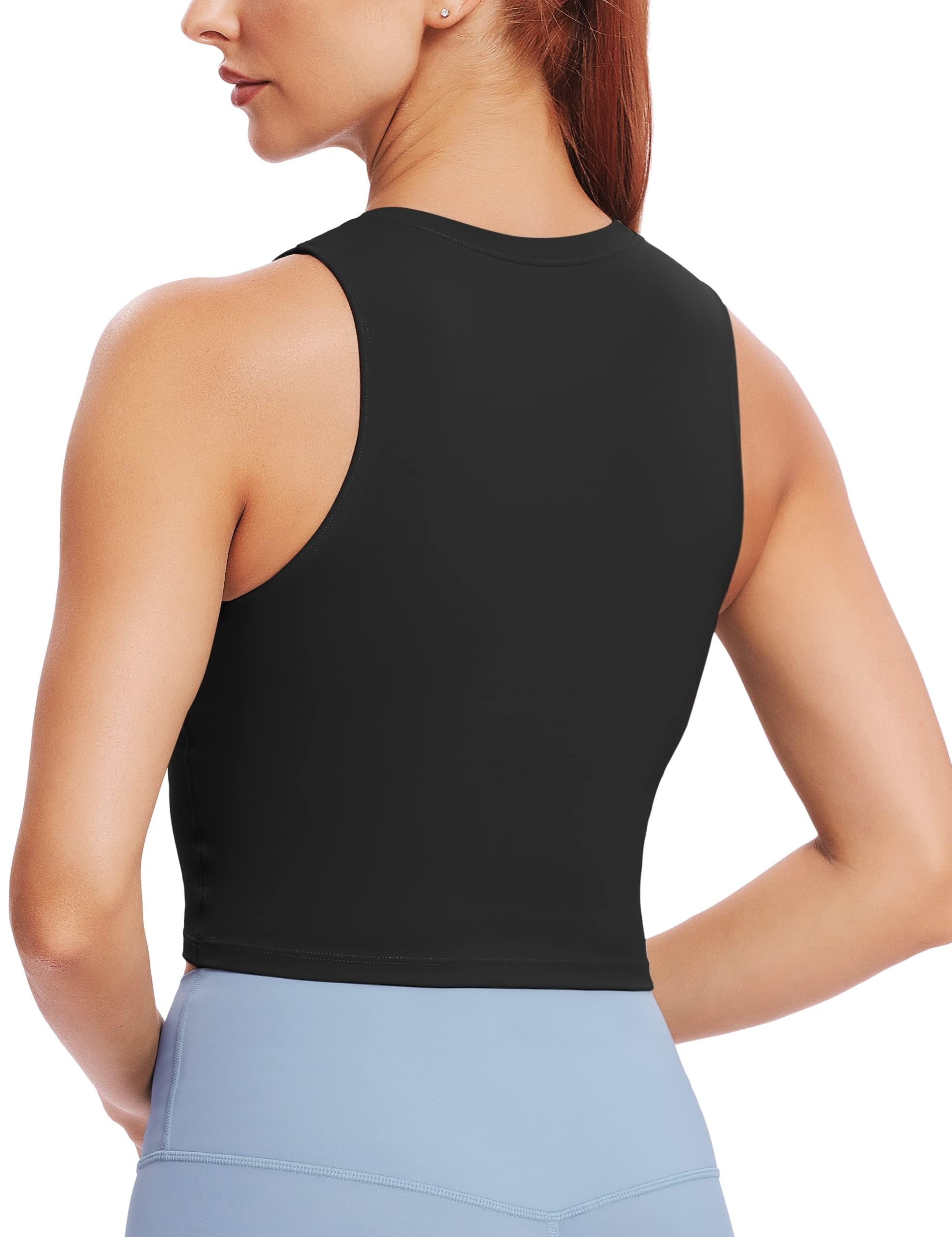 Women's Sleeveless Halter Neck Double Lined Casual Basic Tank Crop Tops - Summer Beachwear, Yoga, Gym & Everyday Wear