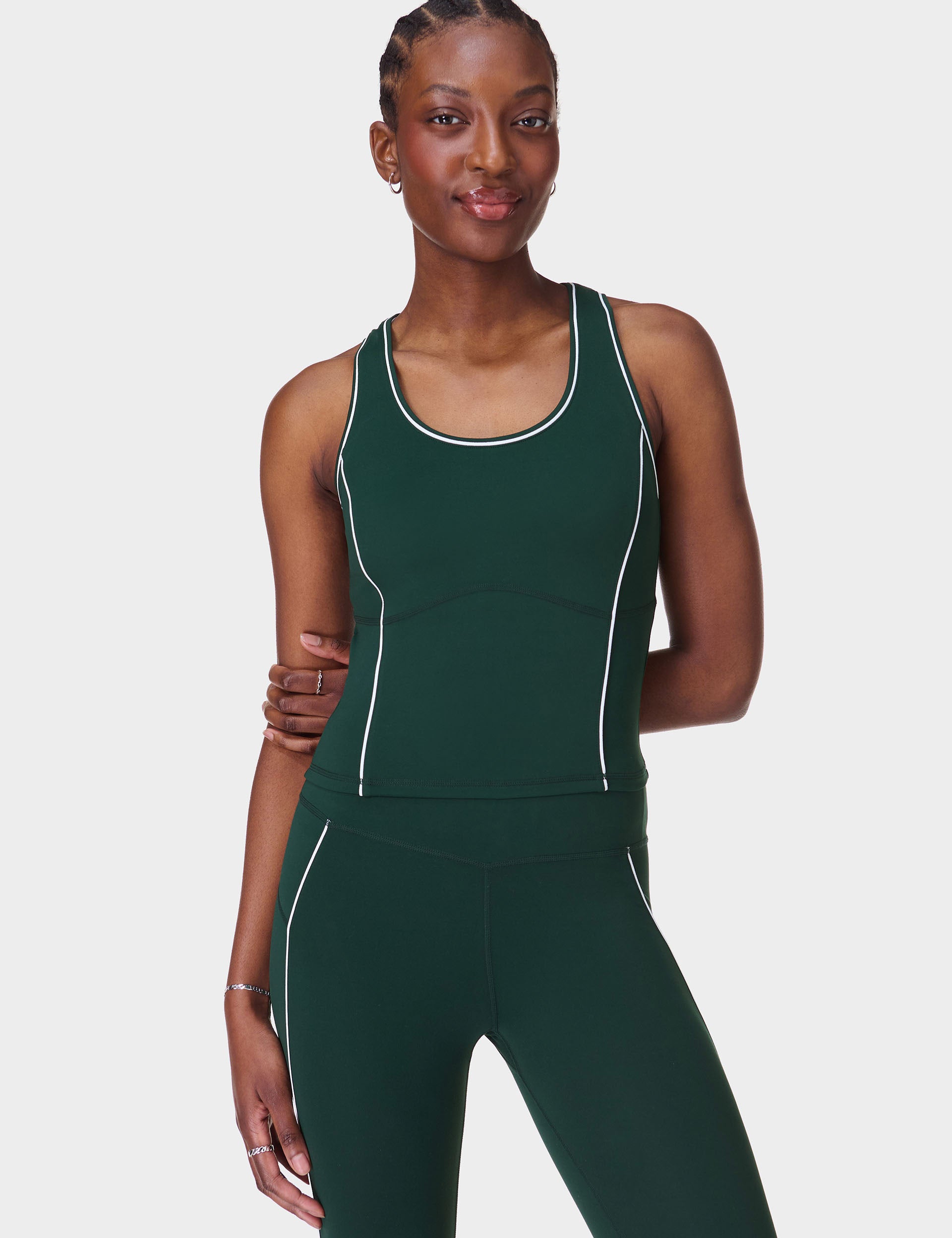All Day Active Cropped Tank Top for Women - Breathable Cedar Green Workout Shirt | Perfect for Yoga, Running & Gym