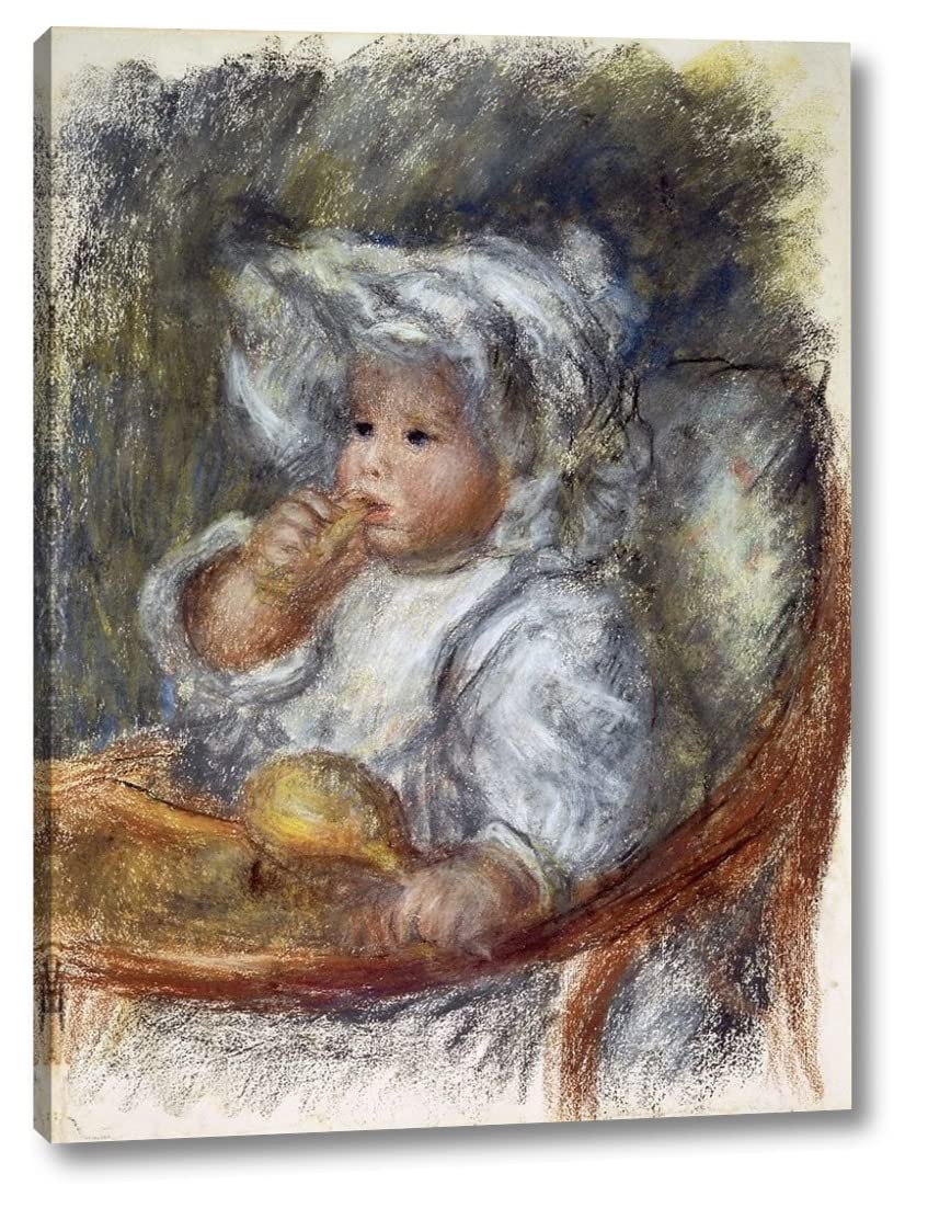 Pierre-Auguste Renoir 'The Child with a Biscuit' 22x30 Inch Canvas Art Print - Gallery Wrapped Ready to Hang Wall Decor - Perfect for Living Room, Bedroom & Office Art Collection