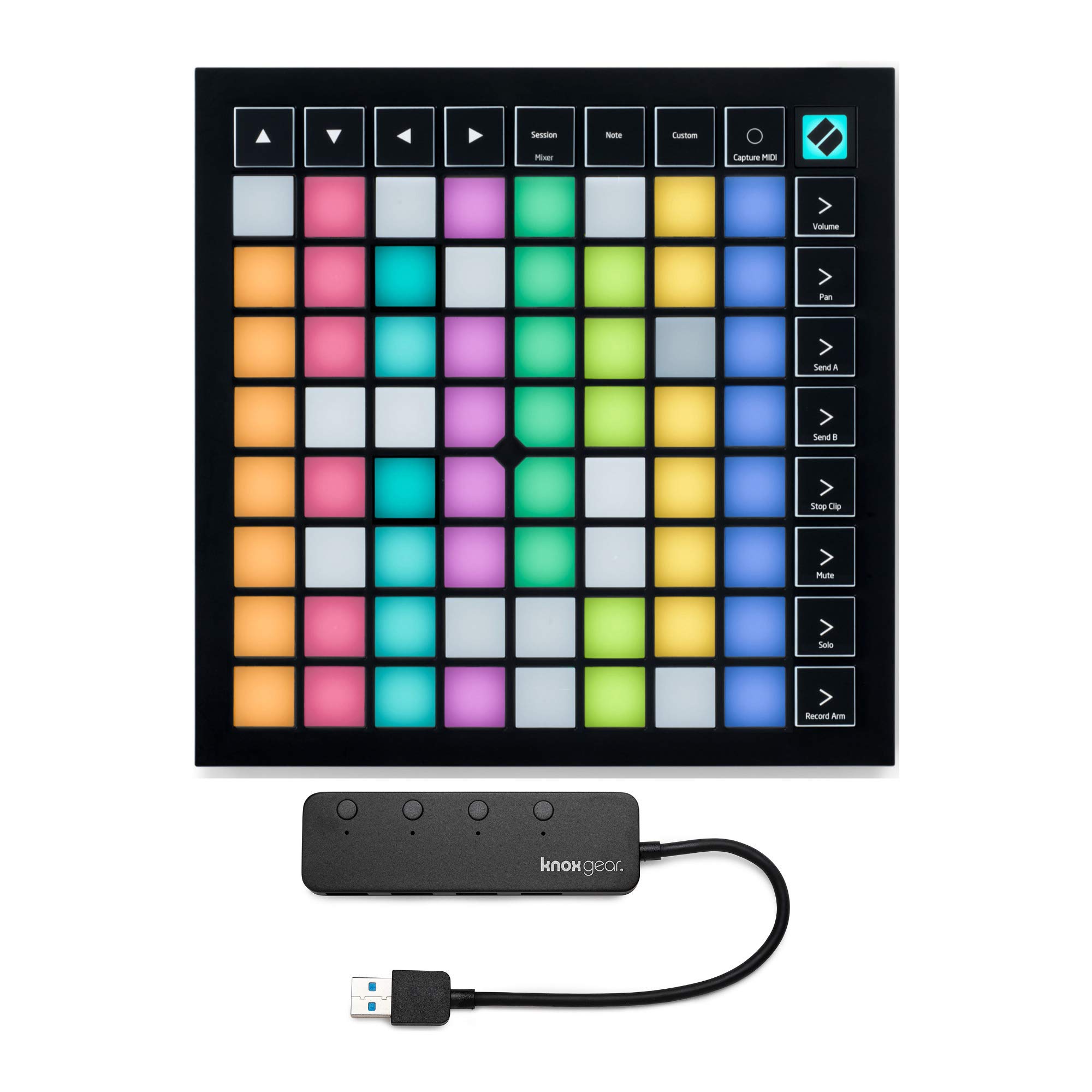 Novation Launchpad X MIDI Grid Controller for Ableton Live - 64 RGB Pads with USB 3.0 4-Port Hub (2-Pack) - Perfect for Music Production, Live Performance & DJing