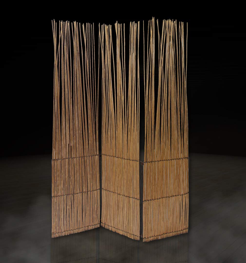 69 x 47 Brown Folding Room Divider Screen - Privacy Partition for Home Office, Bedroom & Living Room - Decorative Wooden Panel for Space Separation