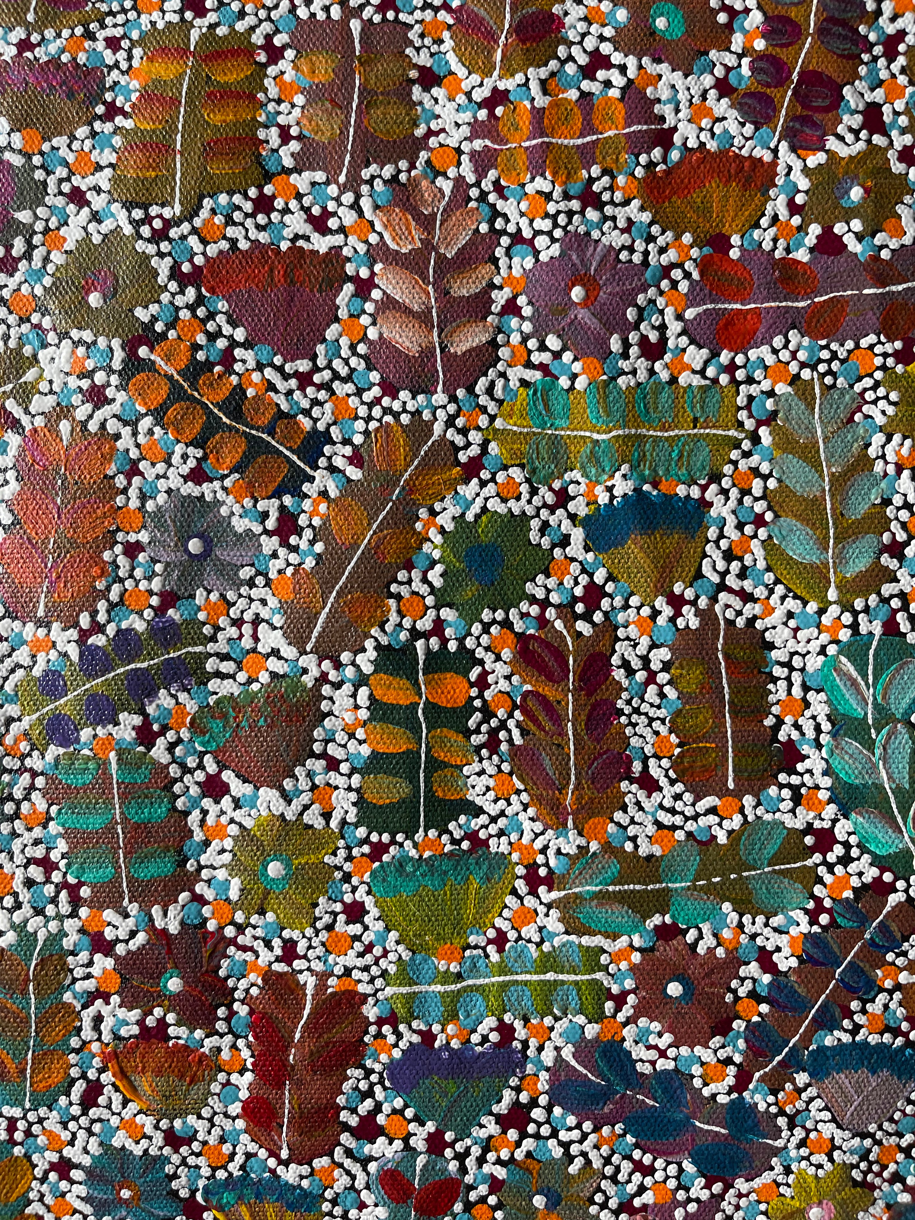 Joycie Morton Petyarre Aboriginal Art - Authentic Australian Dot Painting Canvas Wall Decor for Home & Office | Perfect for Living Room, Bedroom or Gift Giving