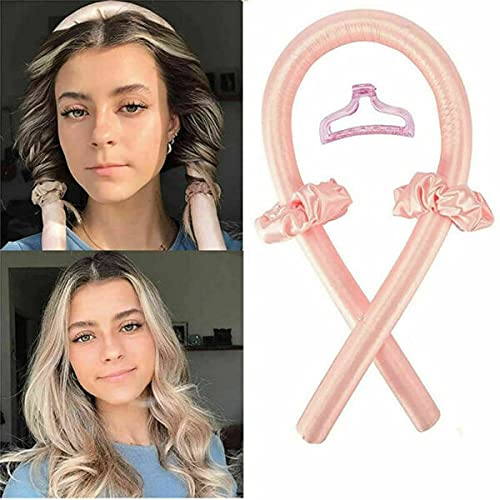 H.H Pro Heatless Hair Curler Set - Champagne Ice Silk Hair Rollers with Curling Rod Headband, Jaw Clip & 2 Scrunchie Bands for No Heat Curls | Perfect for Sleeping Hair Styling, Long & Medium Hair Care, Overnight Curling Routine