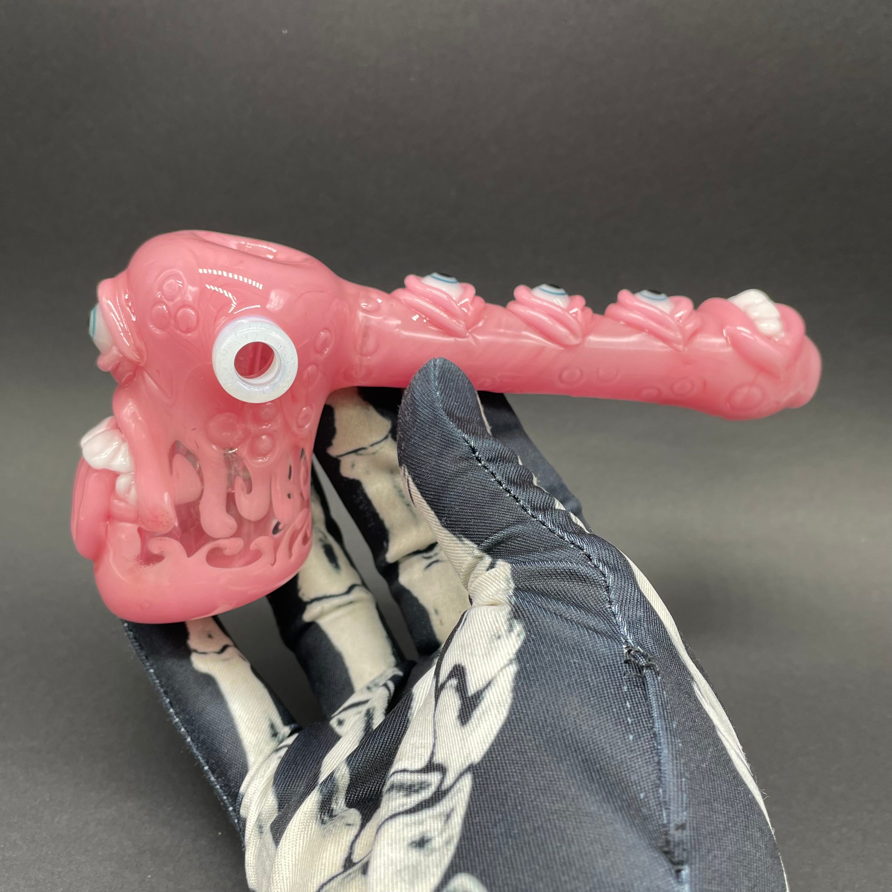 Pink Evil Eye Bubbler Glass Pipe - Handmade Smoking Accessory for Herbal Use | Perfect for Relaxation, Meditation & Spiritual Rituals