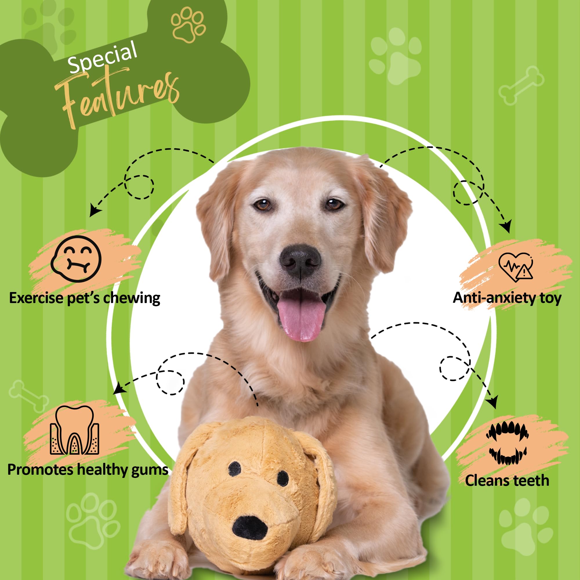 2 in 1 Interactive Dog Puzzle Toys for Low to Mild Chewers - Plush Stuffed Crinkle Squeaky Ball for Anxiety Relief, 3.5