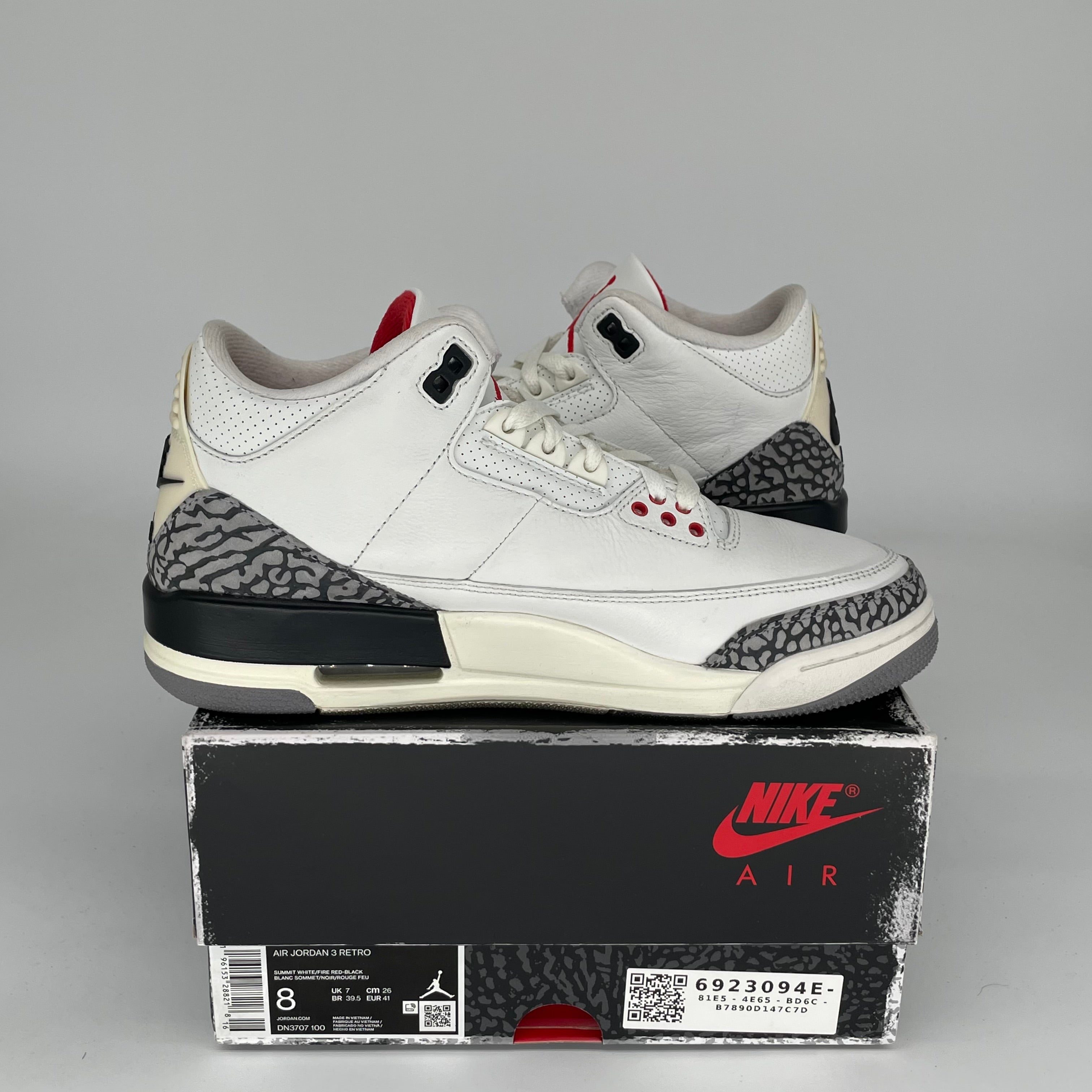 Original Air Jordan 3 White Cement Reimagined - Men's Size 8 (DN3707-100) - Retro Basketball Shoes for Streetwear & Sneaker Collection