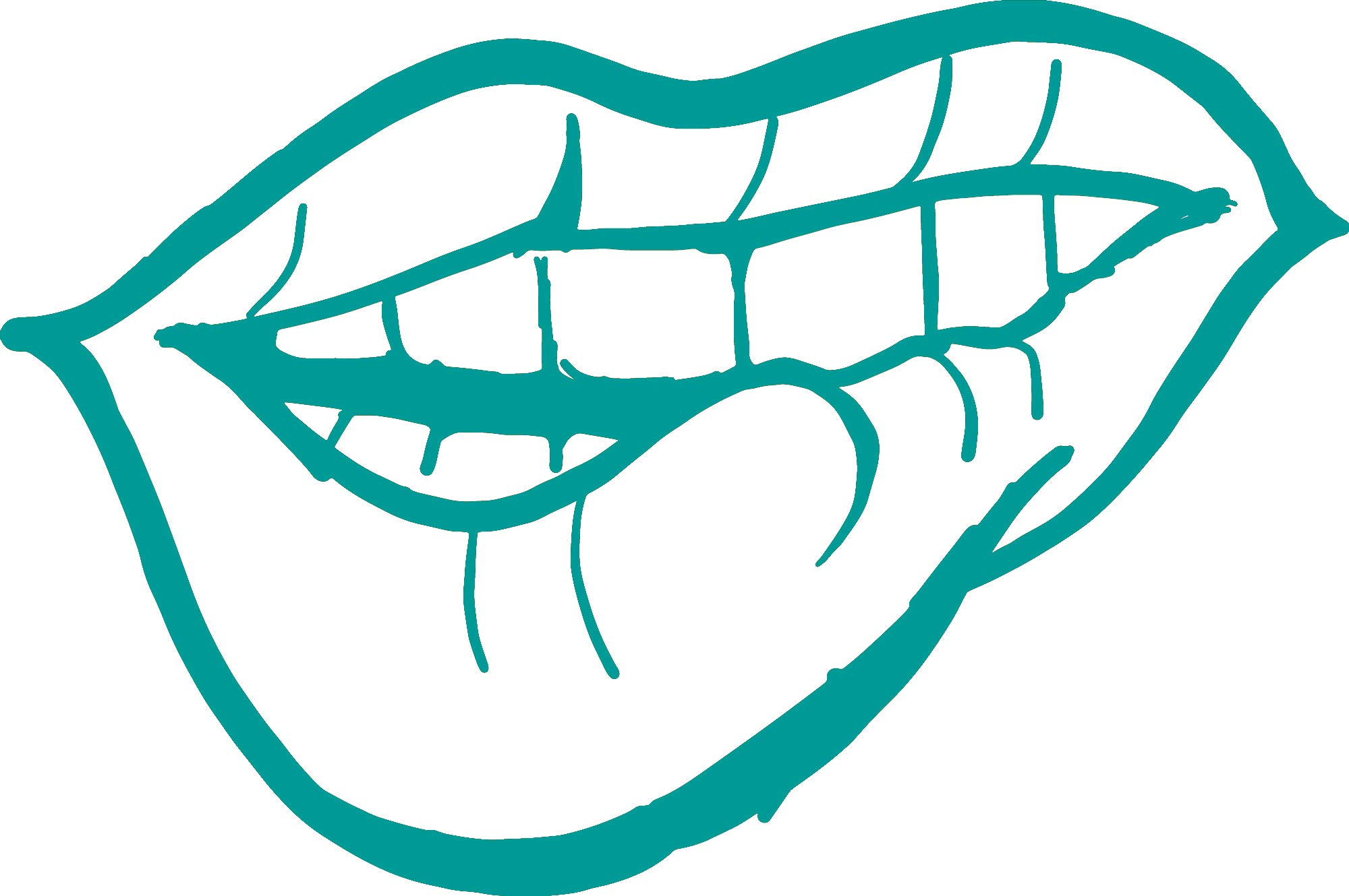 hBARSCI Lip Bite Decal - 5 Inch Vinyl Sticker for Cars, Trucks, Windows, Laptops & Tablets - Durable 2.5mil Outdoor-Grade Turquoise Decorative Sticker - Perfect for Personalizing Vehicles, Tech Devices & Home Decor