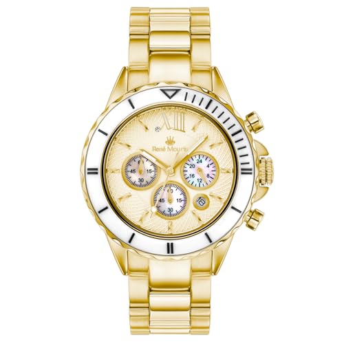 Gold/White Dial & Case - Gold Band - Gold Applique