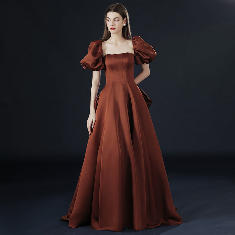 Off Shoulder Satin Prom Dress - Elegant A-Line Formal Evening Gown for Homecoming, Wedding & Party | Style 698