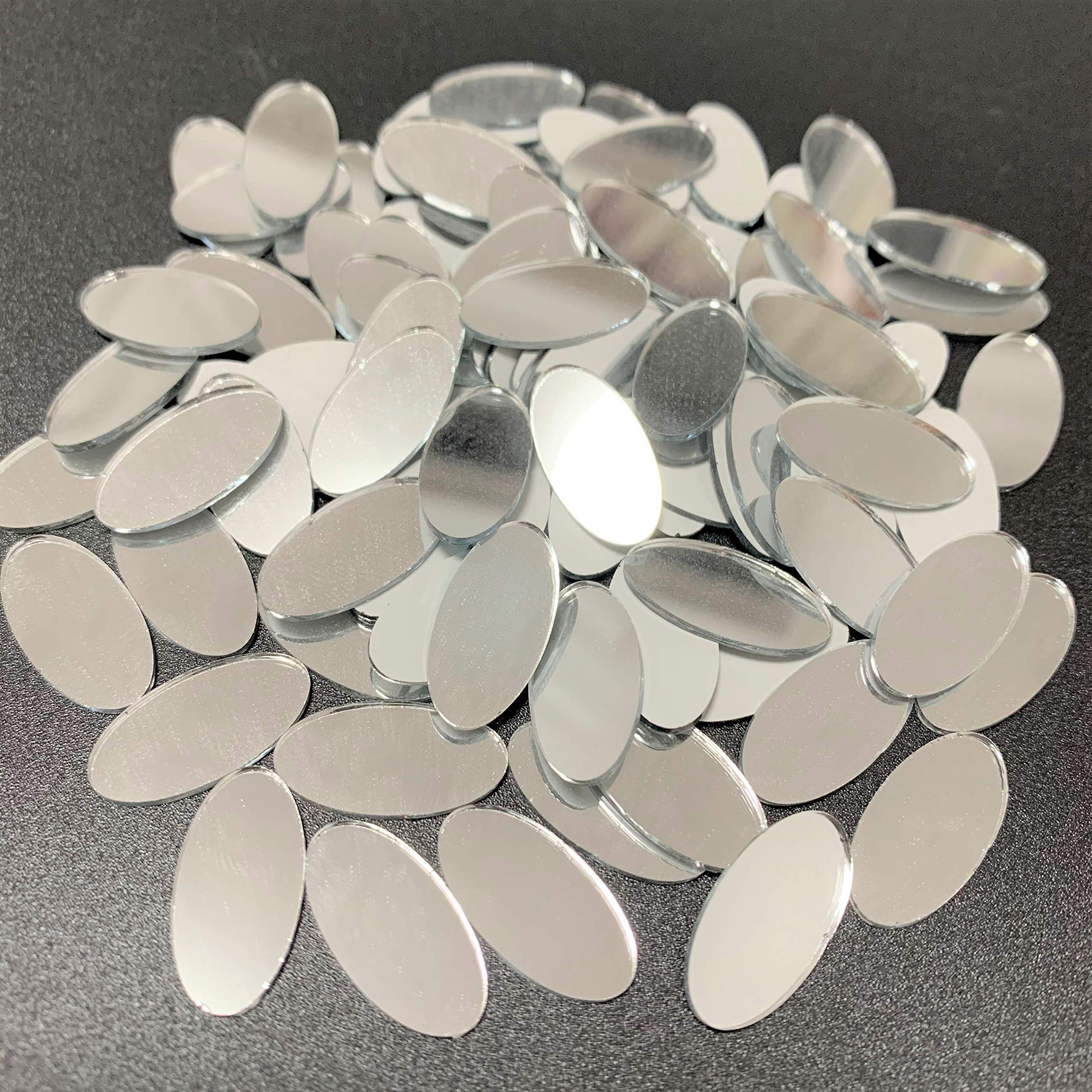 NUO RUI 100 Pcs Mini Oval Mirror Mosaic Tiles - DIY Craft Mirrors for Home Decor, Wall Art, and Mosaic Projects - Perfect for Bathroom, Kitchen Backsplash & DIY Art Projects