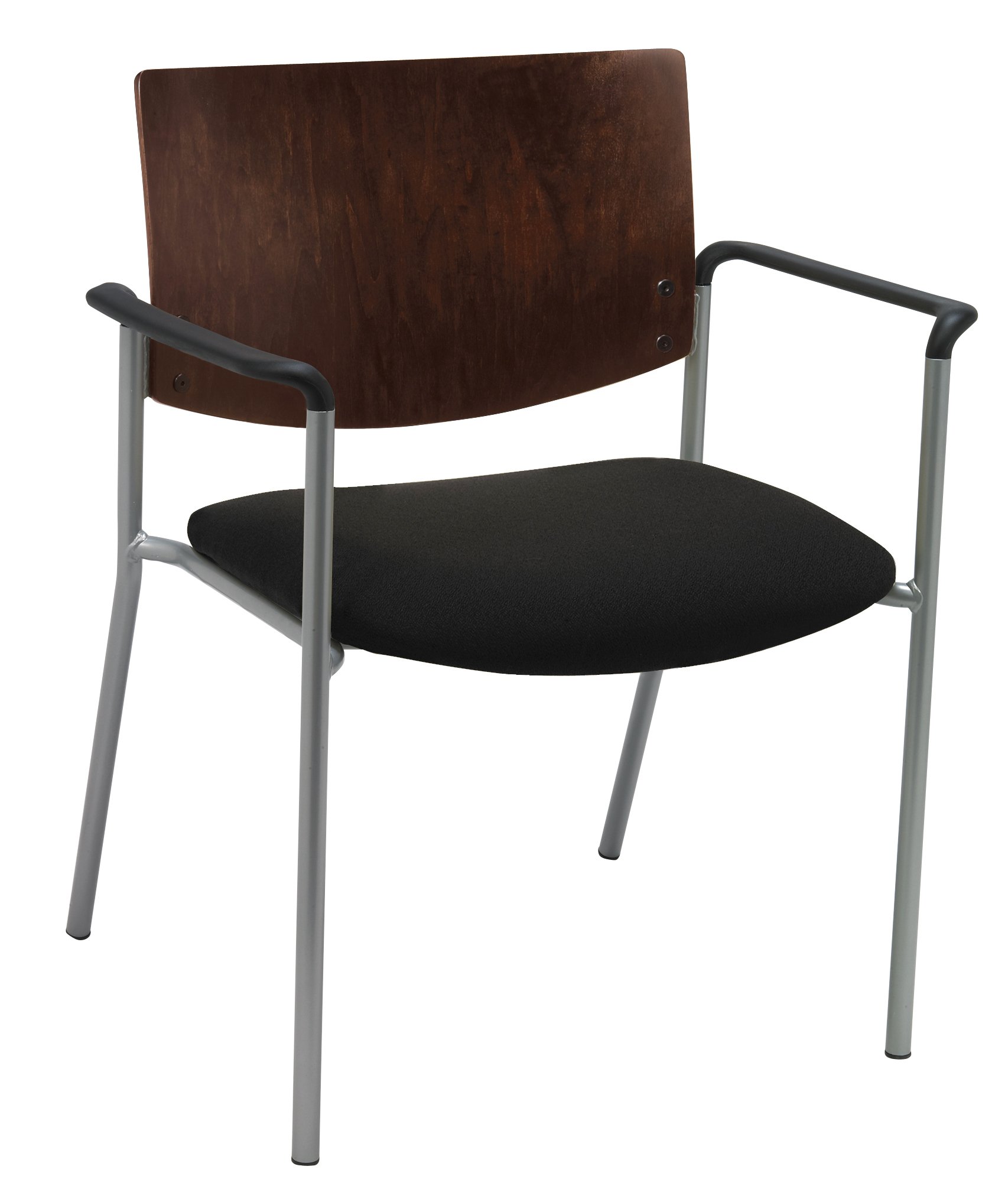 KFI Seat Evolve Series Black Fabric Chocolate Back Guest Chair with Arms - Comfortable Office Chair for Home & Business Use