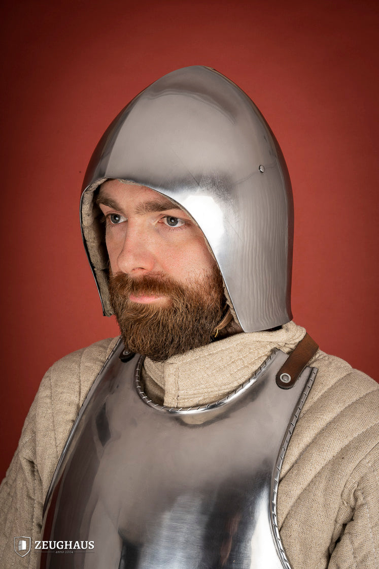 2mm Polished Simple Bascinet Helmet - Medieval Knight Armor Replica for LARP, Cosplay & Historical Reenactment