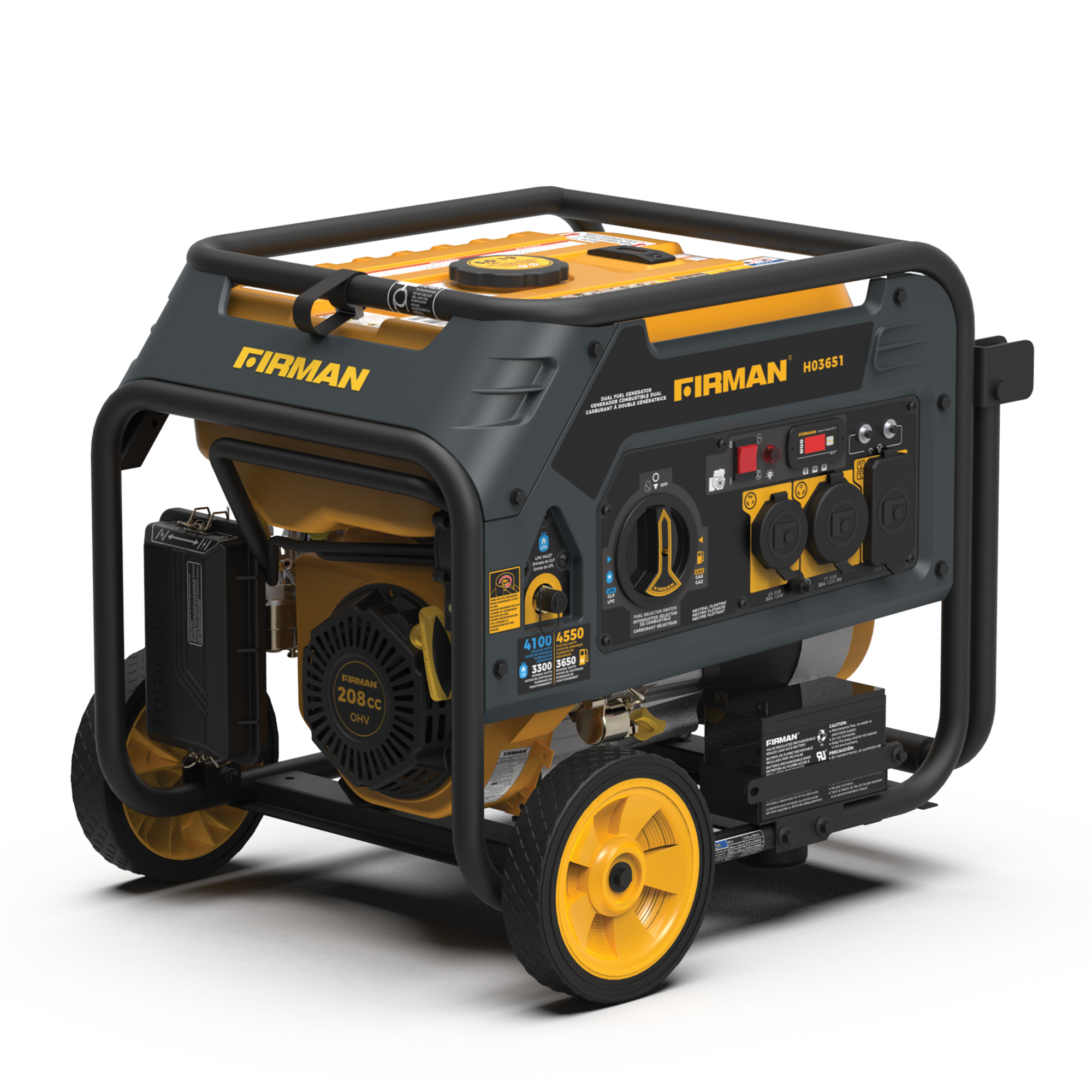 4550W Dual Fuel Portable Generator with Electric Start - 120V for Camping, Home Backup & Outdoor Power Supply