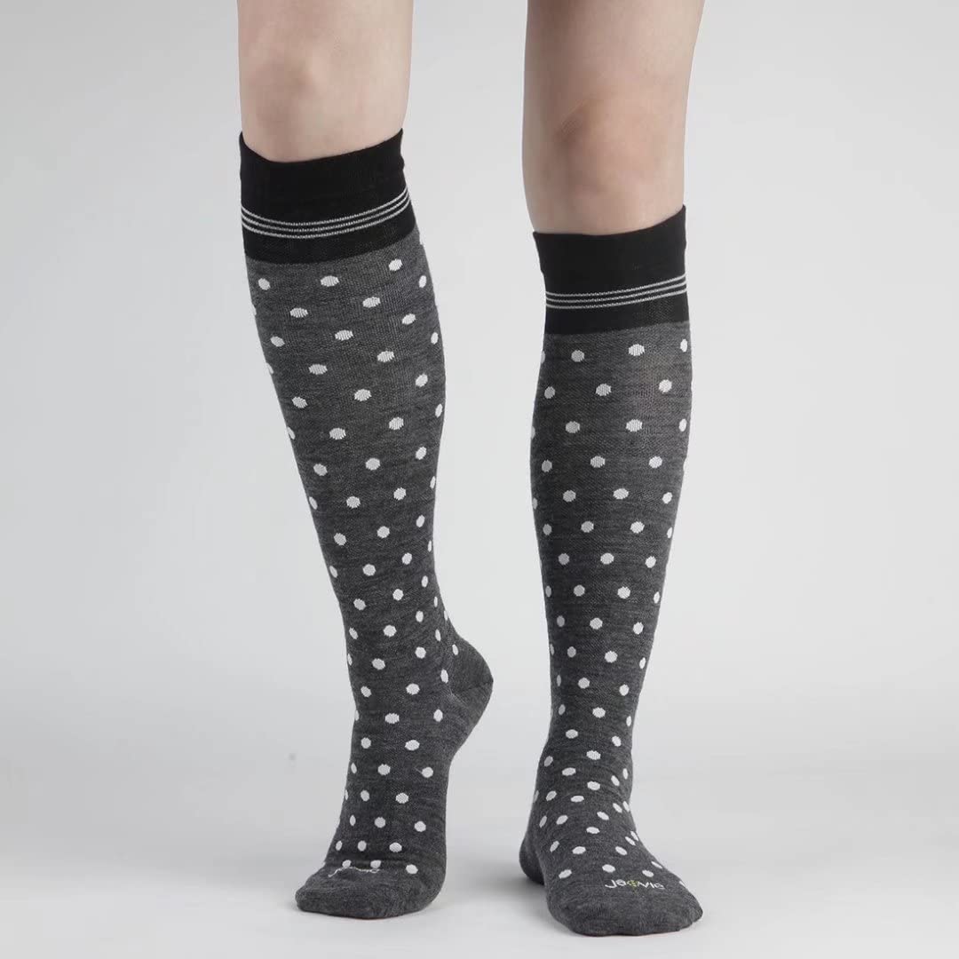 JAVIE Comfy Merino Wool Graduated Compression Socks (15-20mmHg) for Women & Men - Knee High Support Stockings for Travel, Sports & Circulation