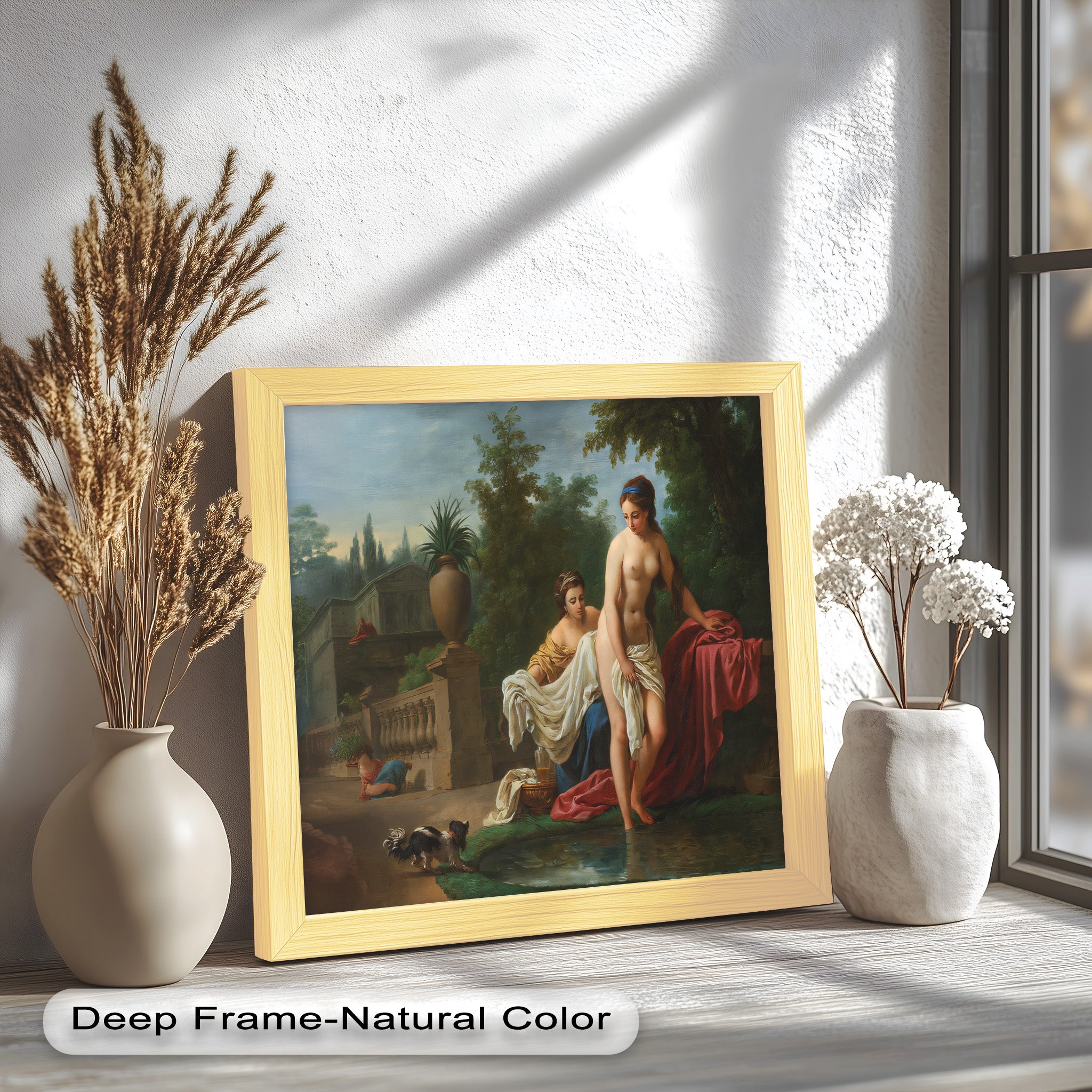 Neoclassical Elegance Oil Painting - Garden Bathing Scene Artwork for Home Decor & Living Room Wall Art