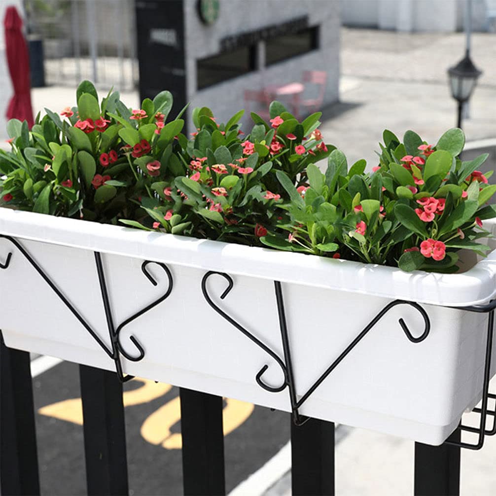 2 Pack Iron Flower Stand Hanging Planter - Balcony Railing Pot Holder for Outdoor Plants, Metal Wall Mounted Planter for Fence, Garden, Office Decor - Perfect for Flowers, Herbs, Succulents