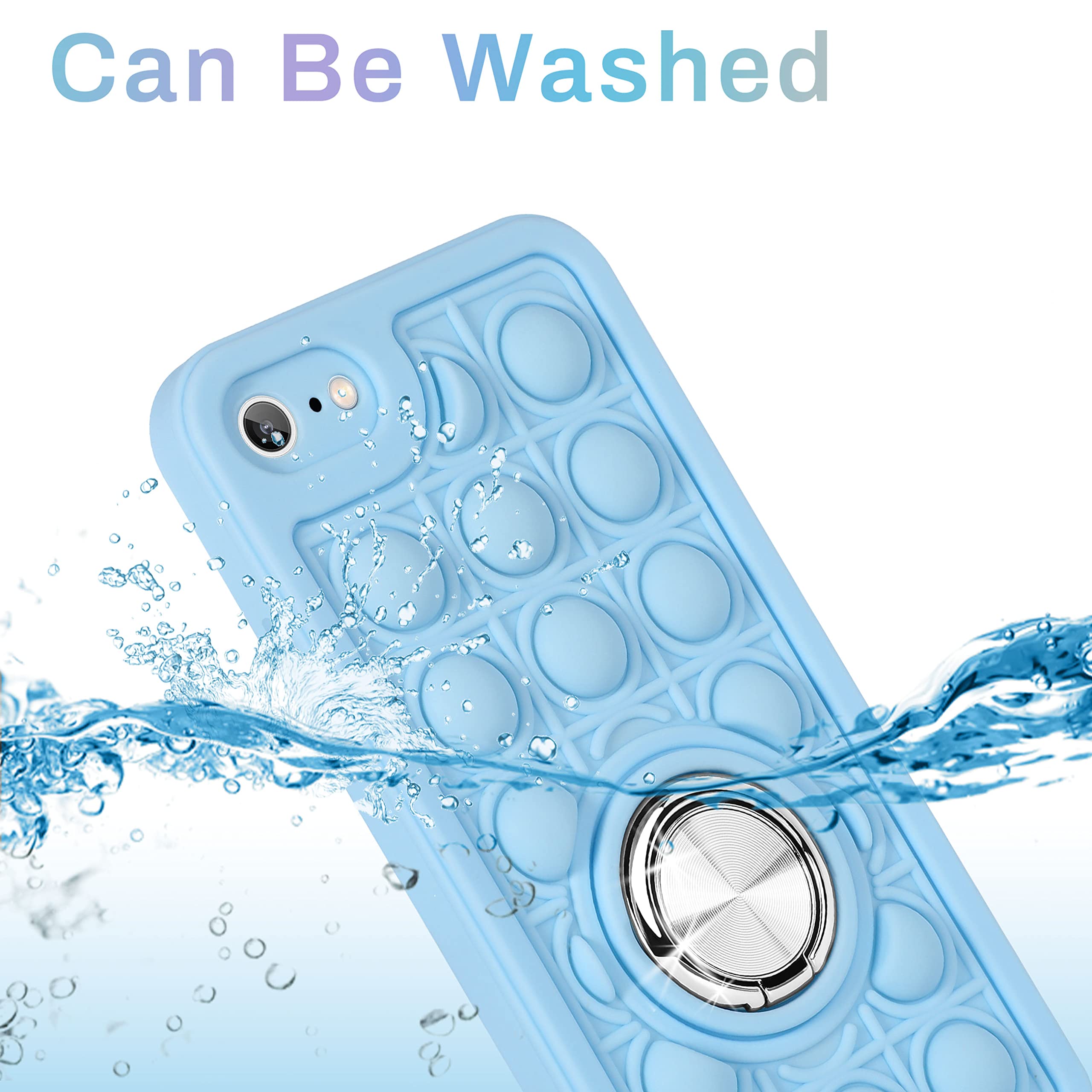 Joyleop Blue Bubble Silicone Phone Case for iPhone SE 2022/2020/7/8 4.7
