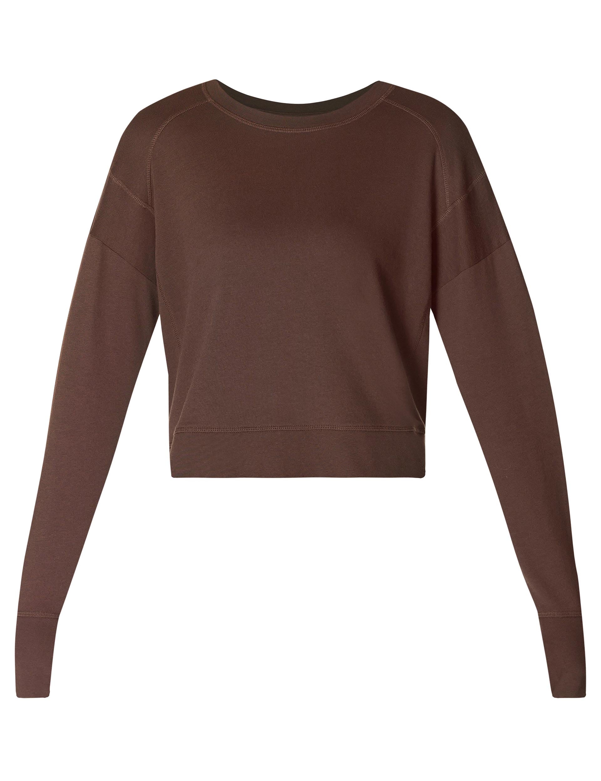 After Class Crop Sweatshirt for Women - Soft Casual Pullover Hoodie in Cacao Brown | Perfect for School, Gym, and Streetwear Fashion