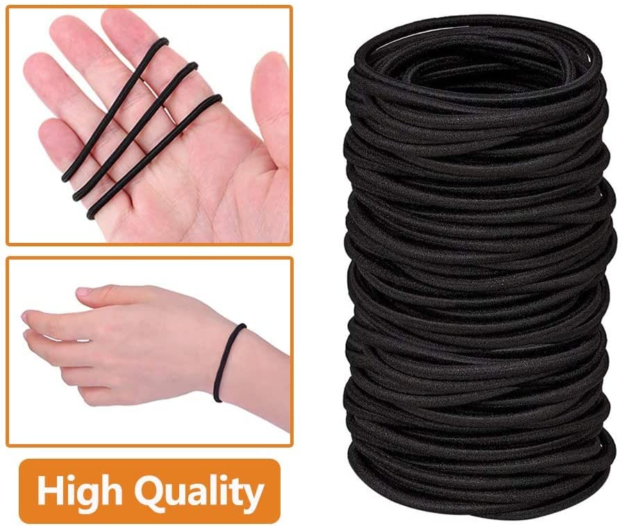 Nyamah Sales 50 PCS Black Hair Rubber Bands - No Snap Hair Ties for Braiding, Ponytails - Soft Elastic Hair Holders for Women, Kids & Baby Girls | Perfect for School, Work, Gym & Daily Styling