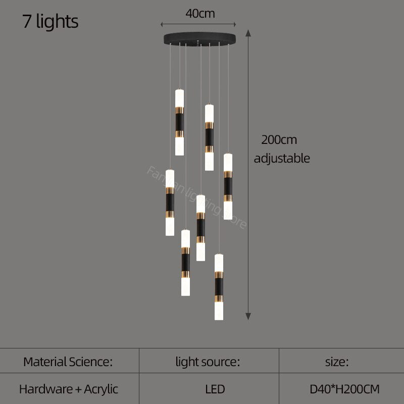 Elegant Acrylic Staircase Chandelier - Modern Crystal-Like Lighting Fixture for Hallway, Foyer & Stairwell Decor
