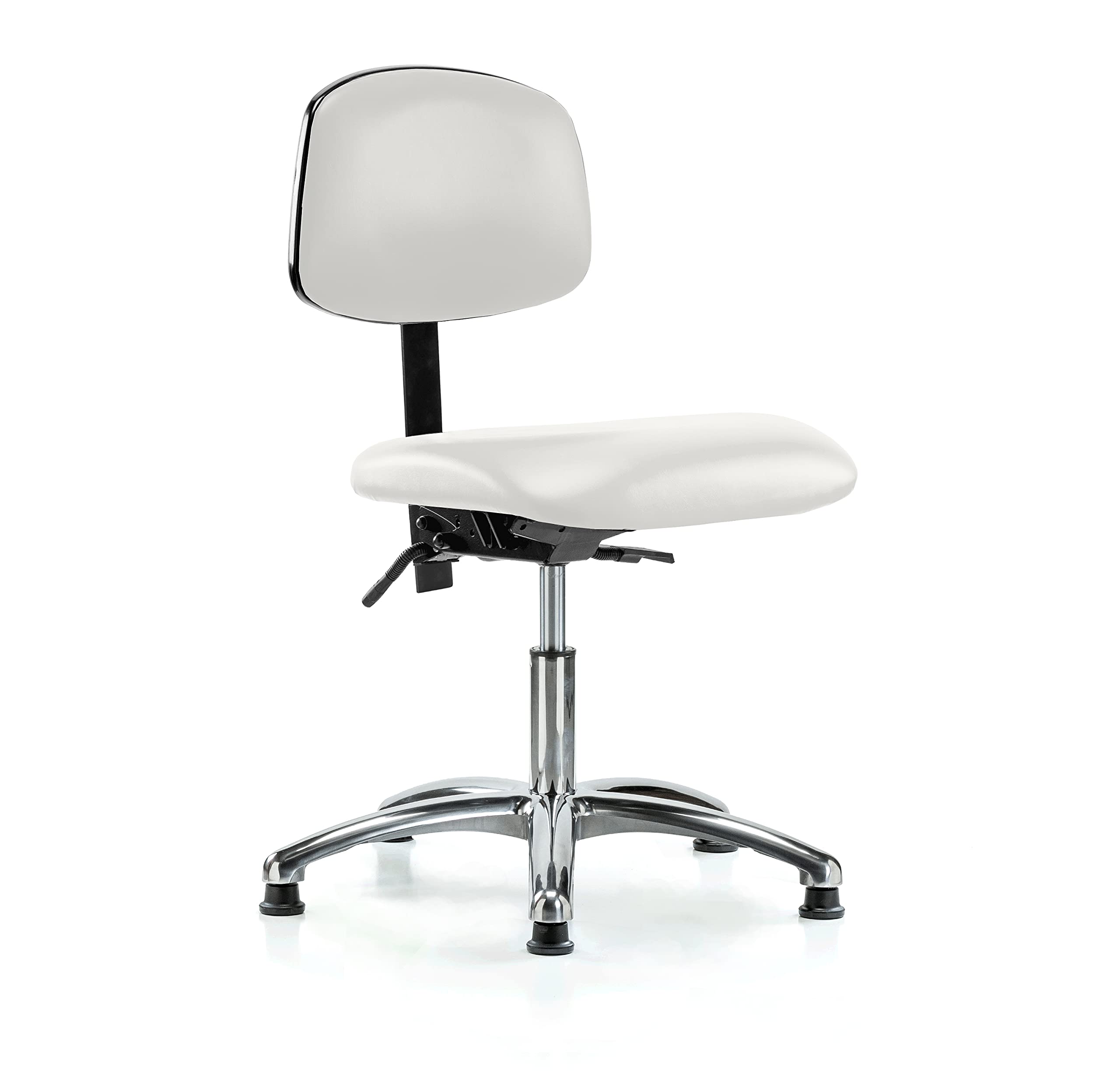 Ergonomic Perch Chrome Lab Chair with Adjustable Back Support & Height - Stationary Base, Adobe White Vinyl - Perfect for Office, Home Study & Laboratory Workstations